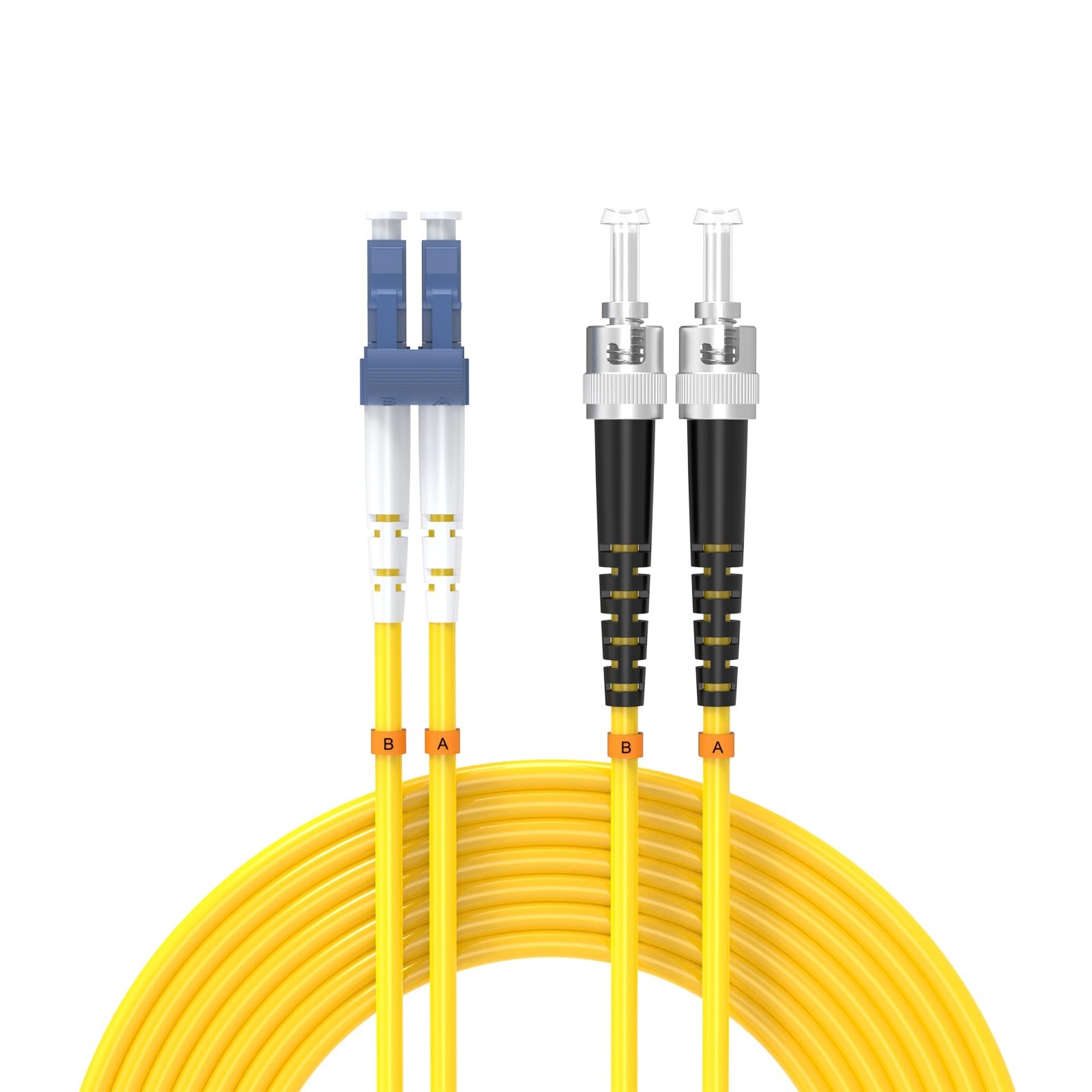 15 Meters 50ft LC/UPC-ST/UPC Single Mode Fiber Optic Cable OS2 Jumper Yellow