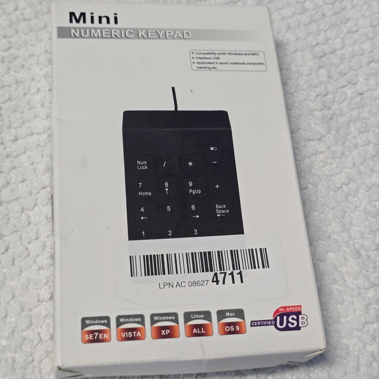 Wired USB Numeric Keypad 18 Key Number Pad Keyboard for Laptop PC Windows Mac G3