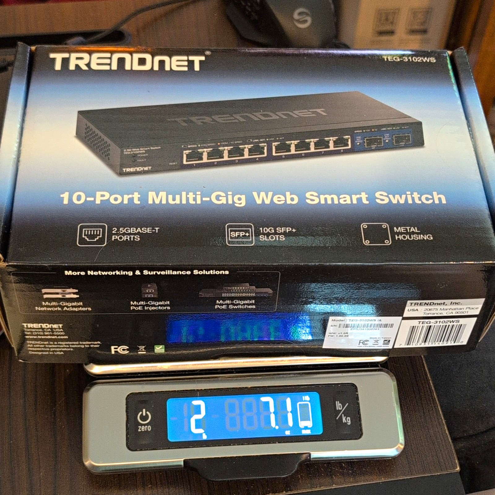 TRENDnet TEG-3102WS 10-Port Web Smart 2.5G Switch w/ 10G SFP+ Rack