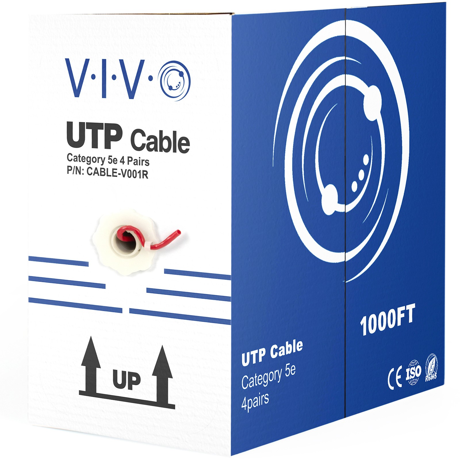 VIVO Red 1,000ft bulk Cat5e LAN Ethernet Cable Wire UTP Pull Box 1000 ft Cat-5e