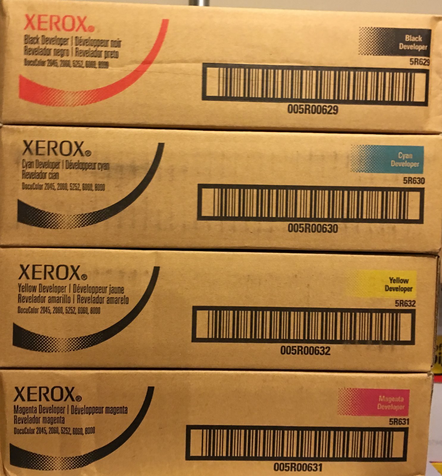 GENUINE Xerox DocuColor Developer Set 5R629, 5R630, 5R631, 5R632, For 2045 2060 