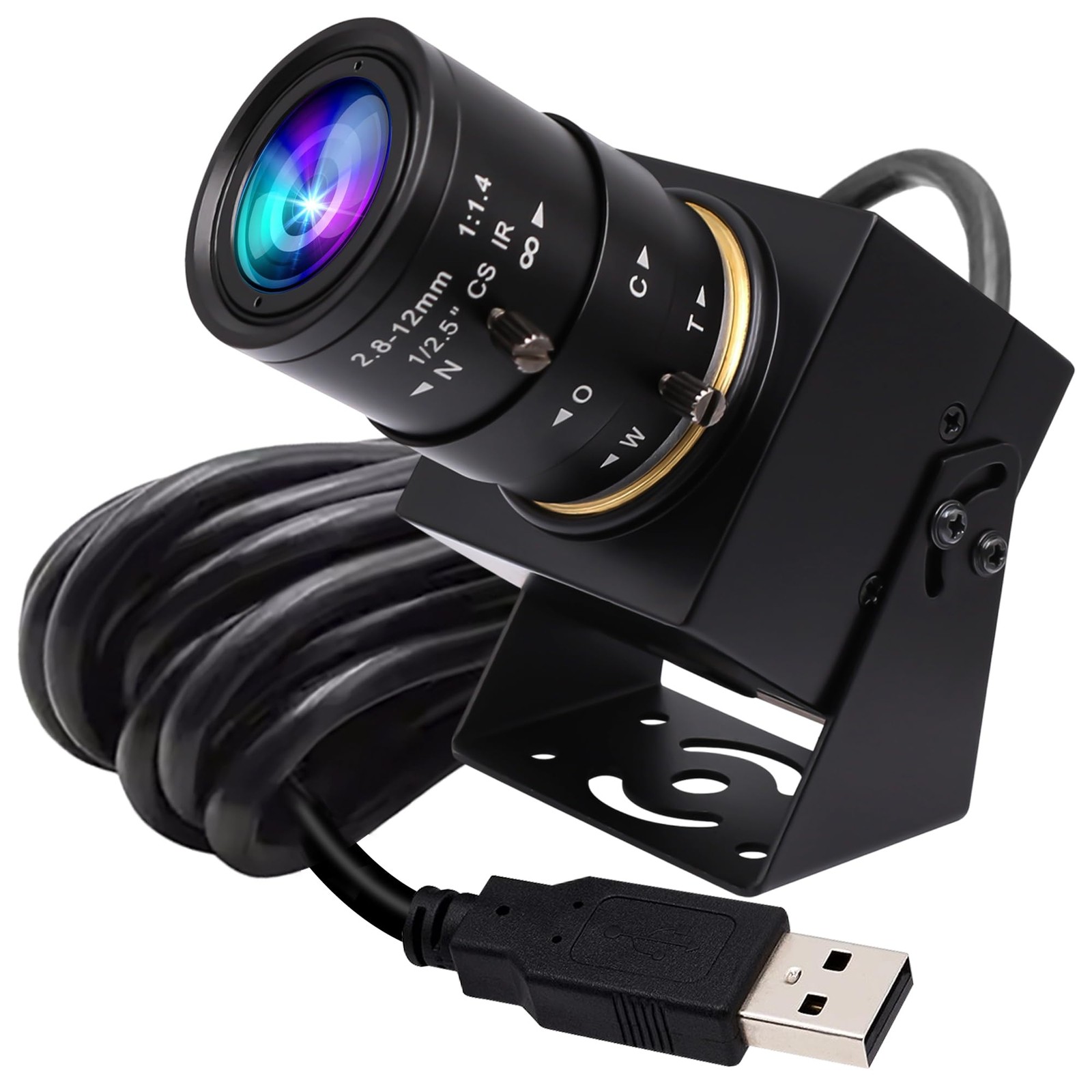 ELP Global Shutter USB Camera Manual Zoom Webcam 5mp 50fps mini size, black