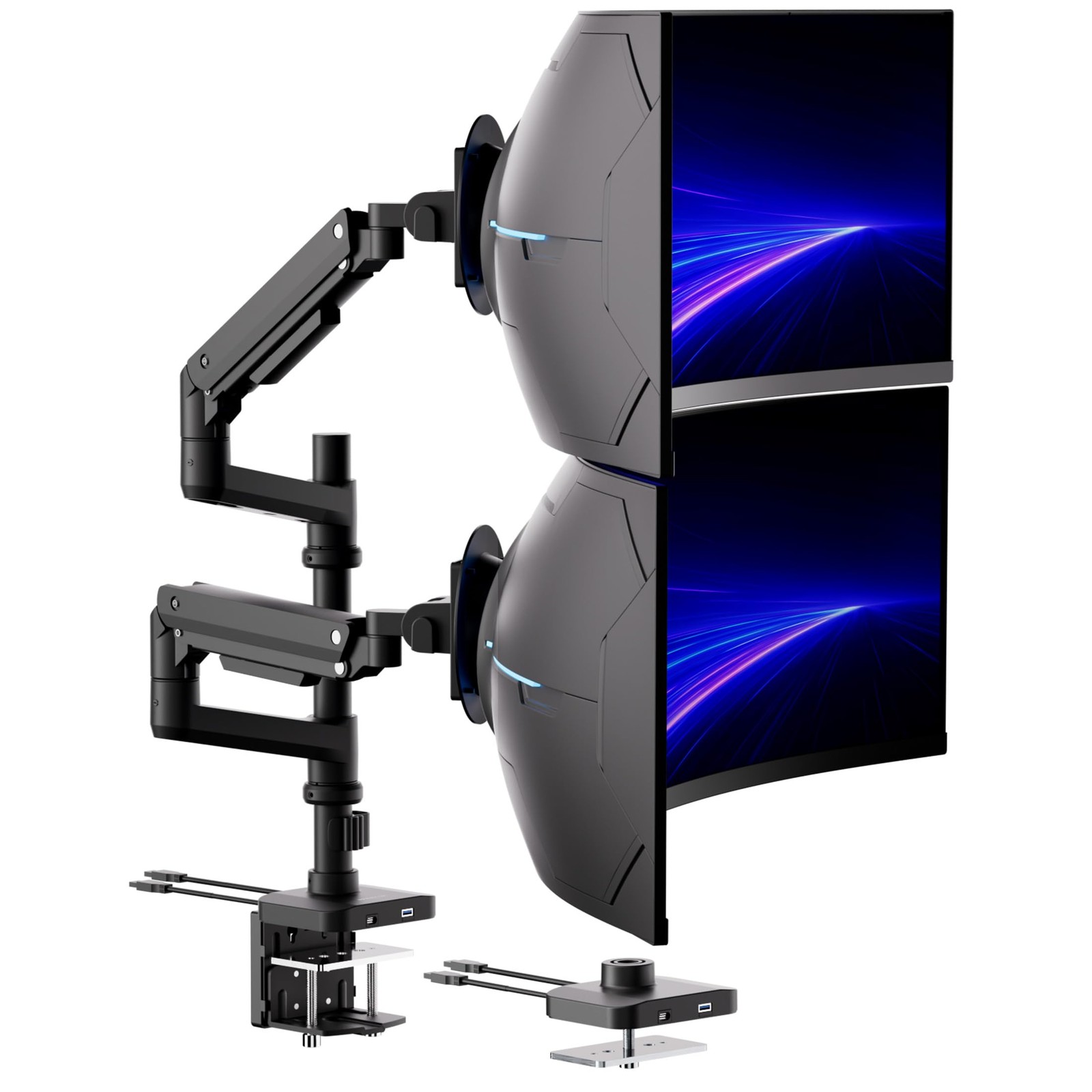 Mount-It Proflex Series Stacking Dual Ultrawide Monitor Arm for 17–49” Black