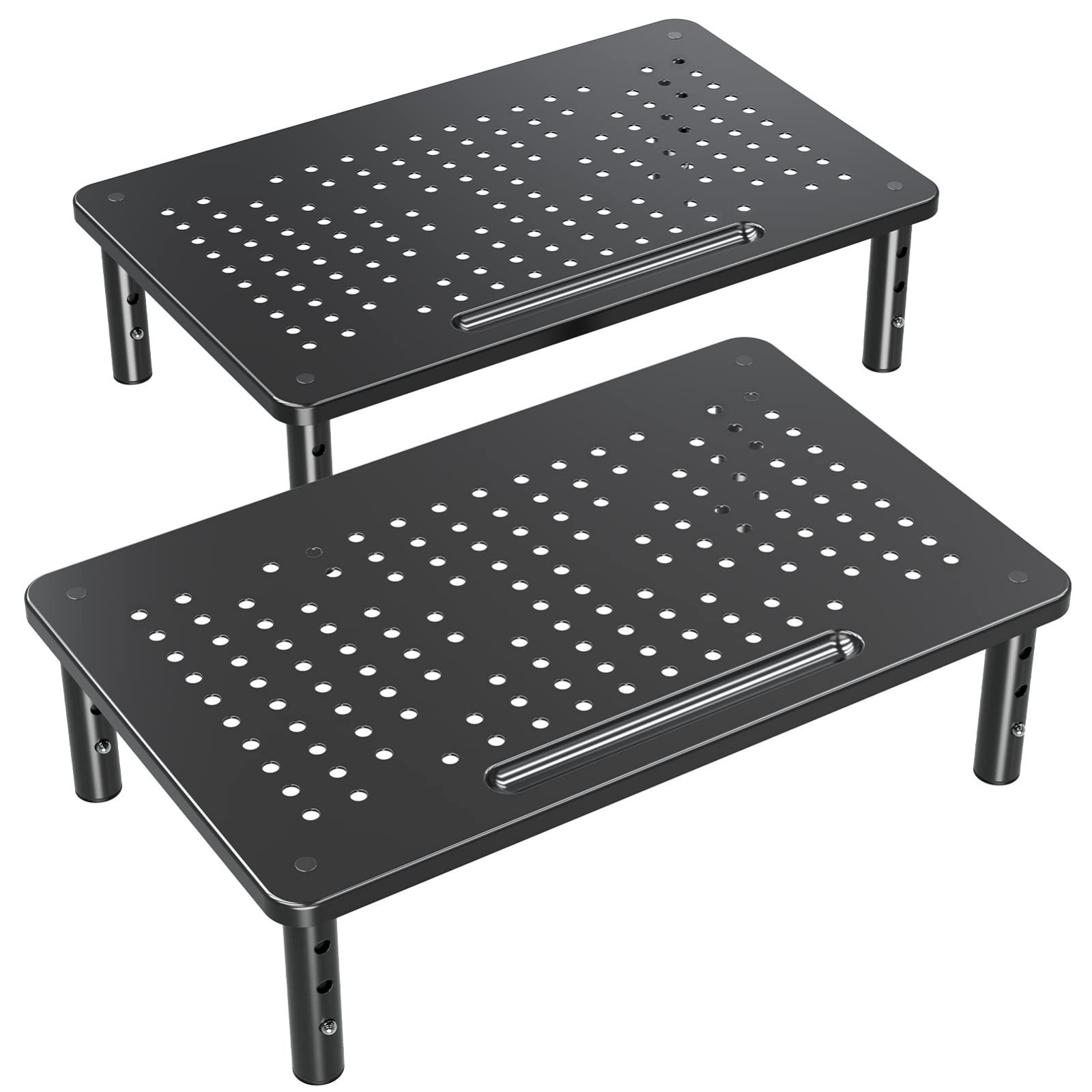 2 Pack Adjustable Monitor Stand Riser - 3 Height Levels for Ergonomic Setup