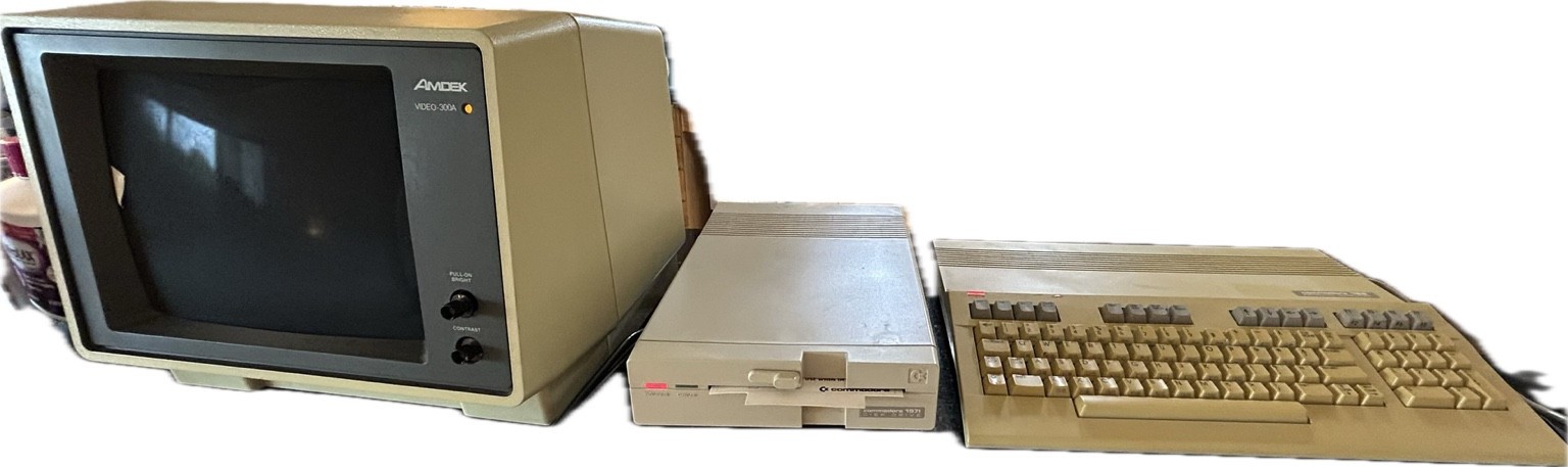 Commodore 128 Computer System w/1571 Drive, AMDEK Monitor, Original Boxes & Man