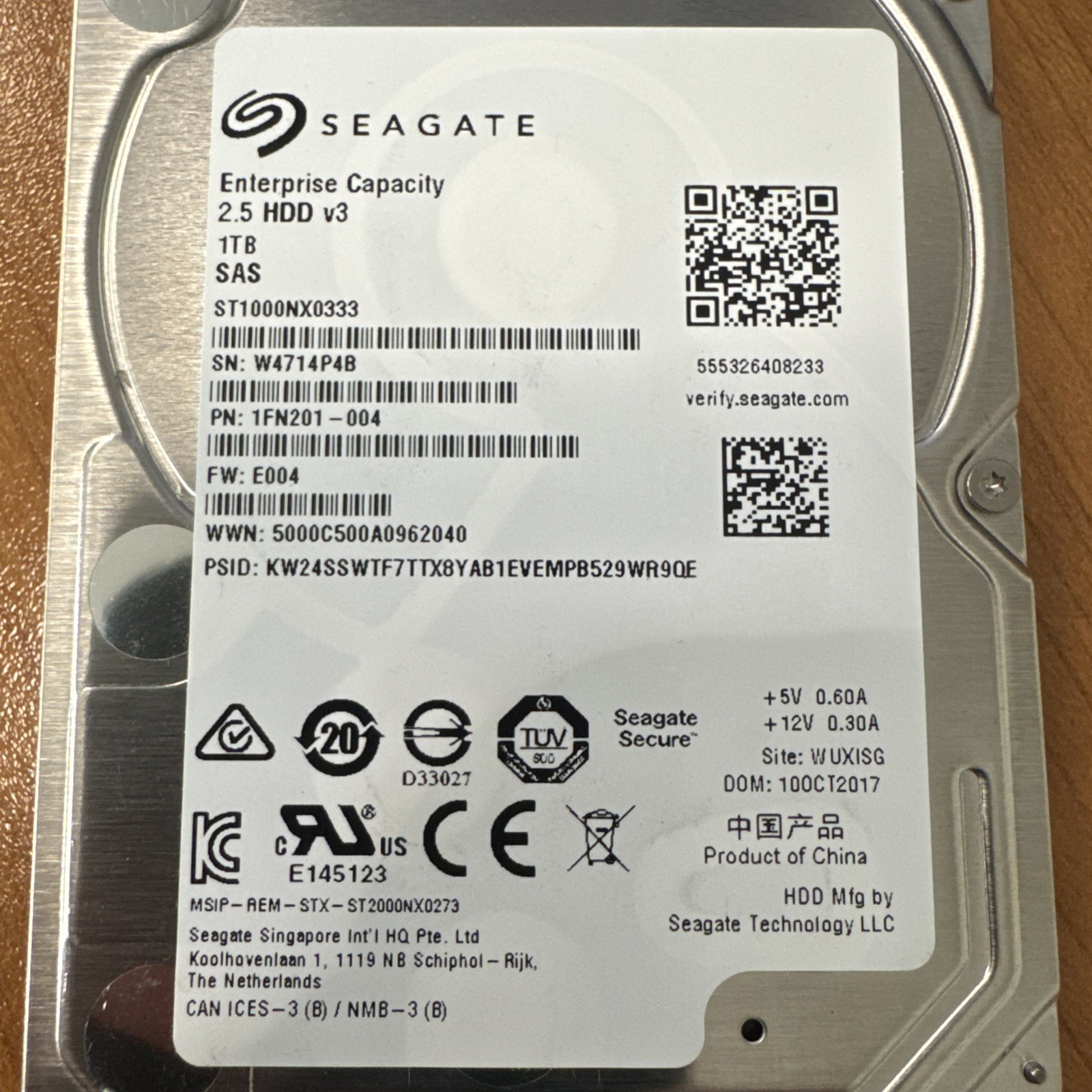 Seagate ST1000NX0333 1TB SAS 12Gbps SFF 2.5" Enterprise Hard Drive 1FN201-004