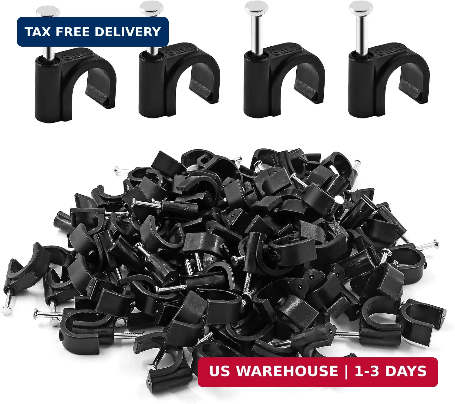 8mm Nail in Cable Clips Black 200Pcs