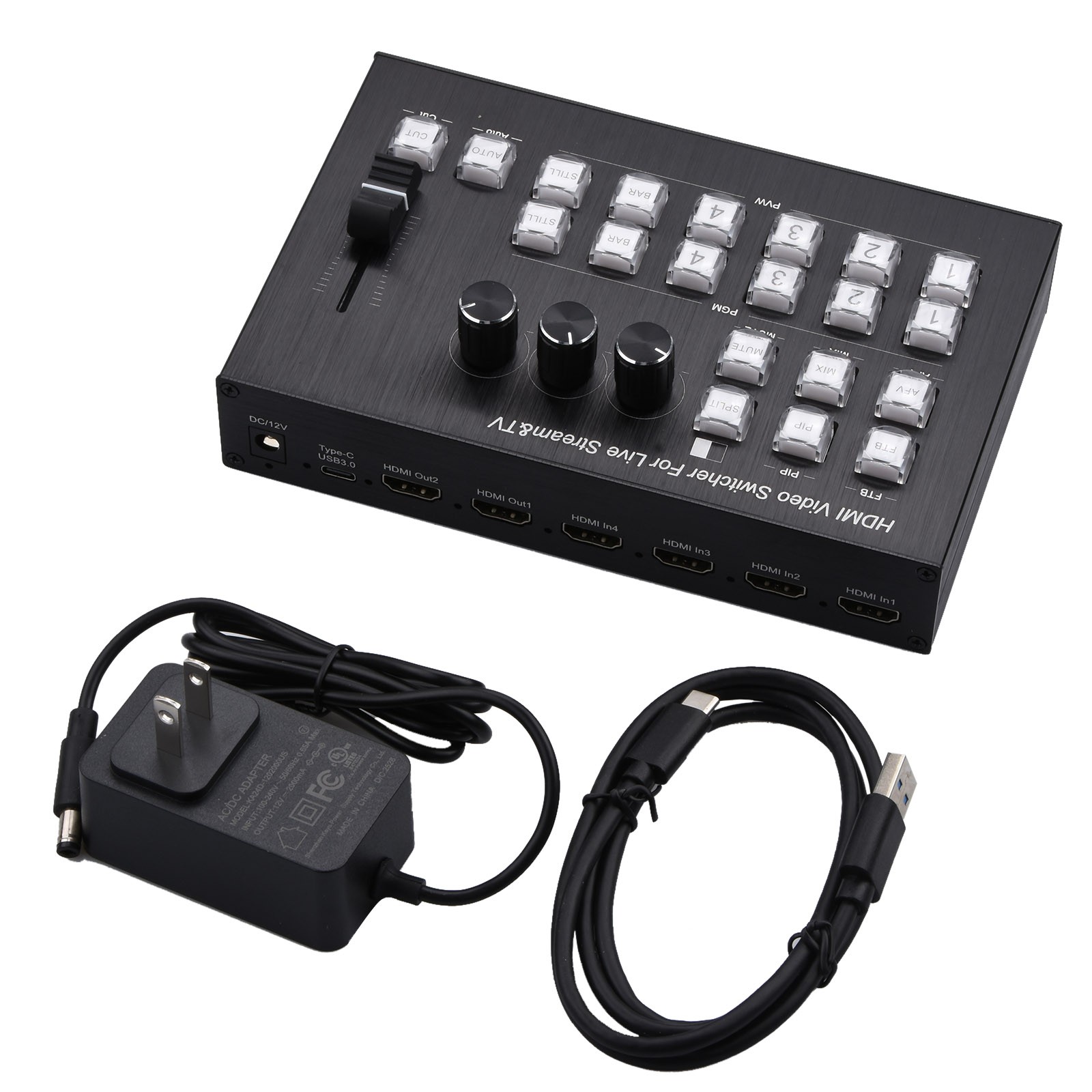 DC/12V 2A 4K Video Switcher HDMI Camera Stream Live Production Broadcast Station