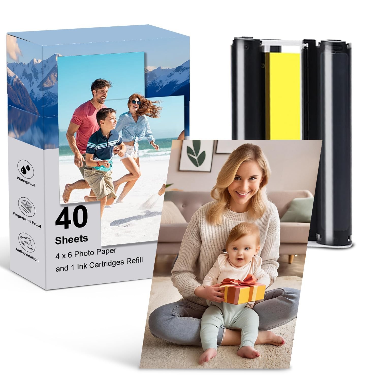 Compatible for Amber M100/M200 4x6" Photo Printer Ink and Paper Set 1 Color I...