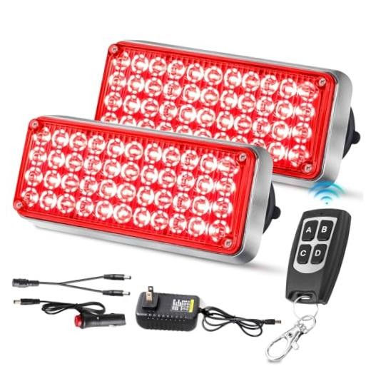 Upgraded Wireless Strobe Lights w/Remote Control for Trucks Red