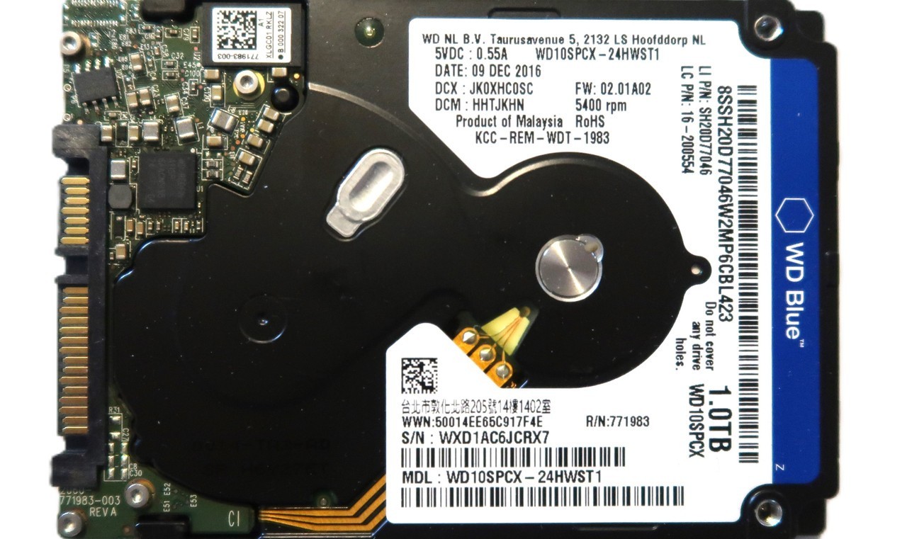 WD WD10SPCX-24HWST1 DCM: HHTJKHN JK0XHC0SC (WXD1) Malaysia 2.5" 1TB Sata 12/2016
