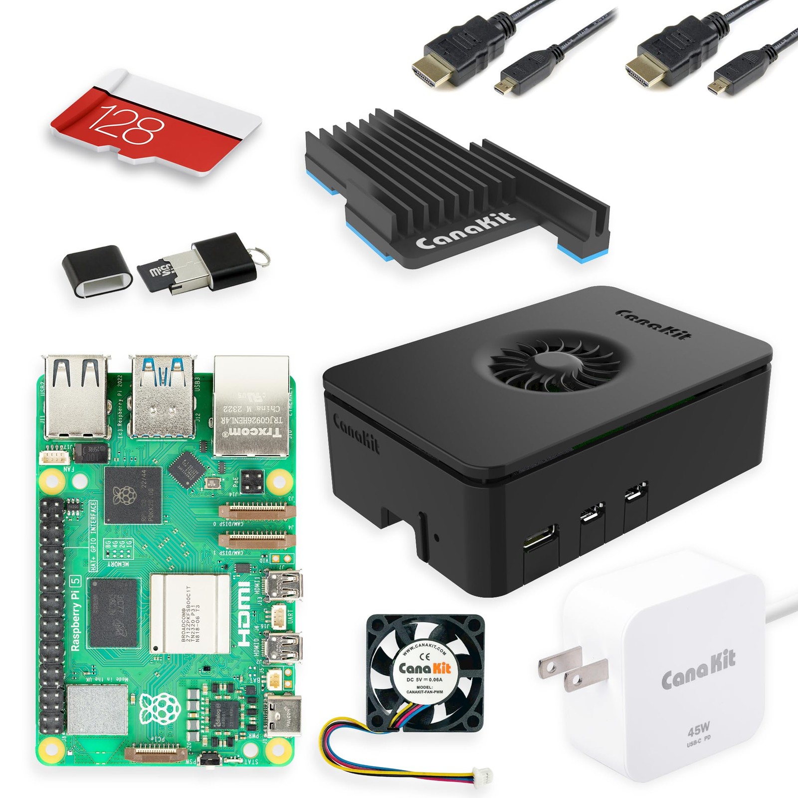 CanaKit Raspberry Pi 5 Starter Kit PRO - Turbine Black (128GB 8GB RAM