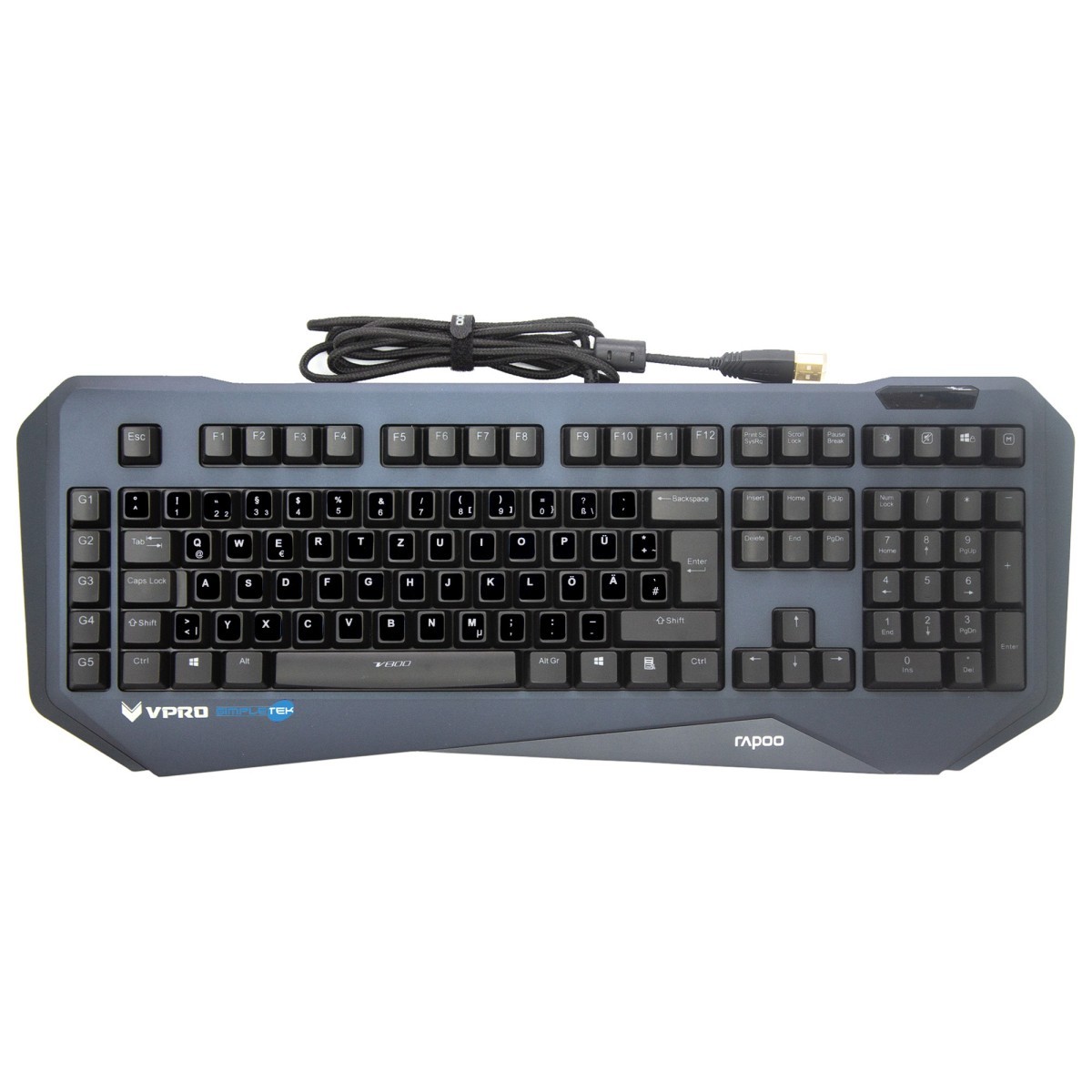Rapoo V800 Mechanical RGB Gaming Keyboard, USB, Black, QWERTZ German