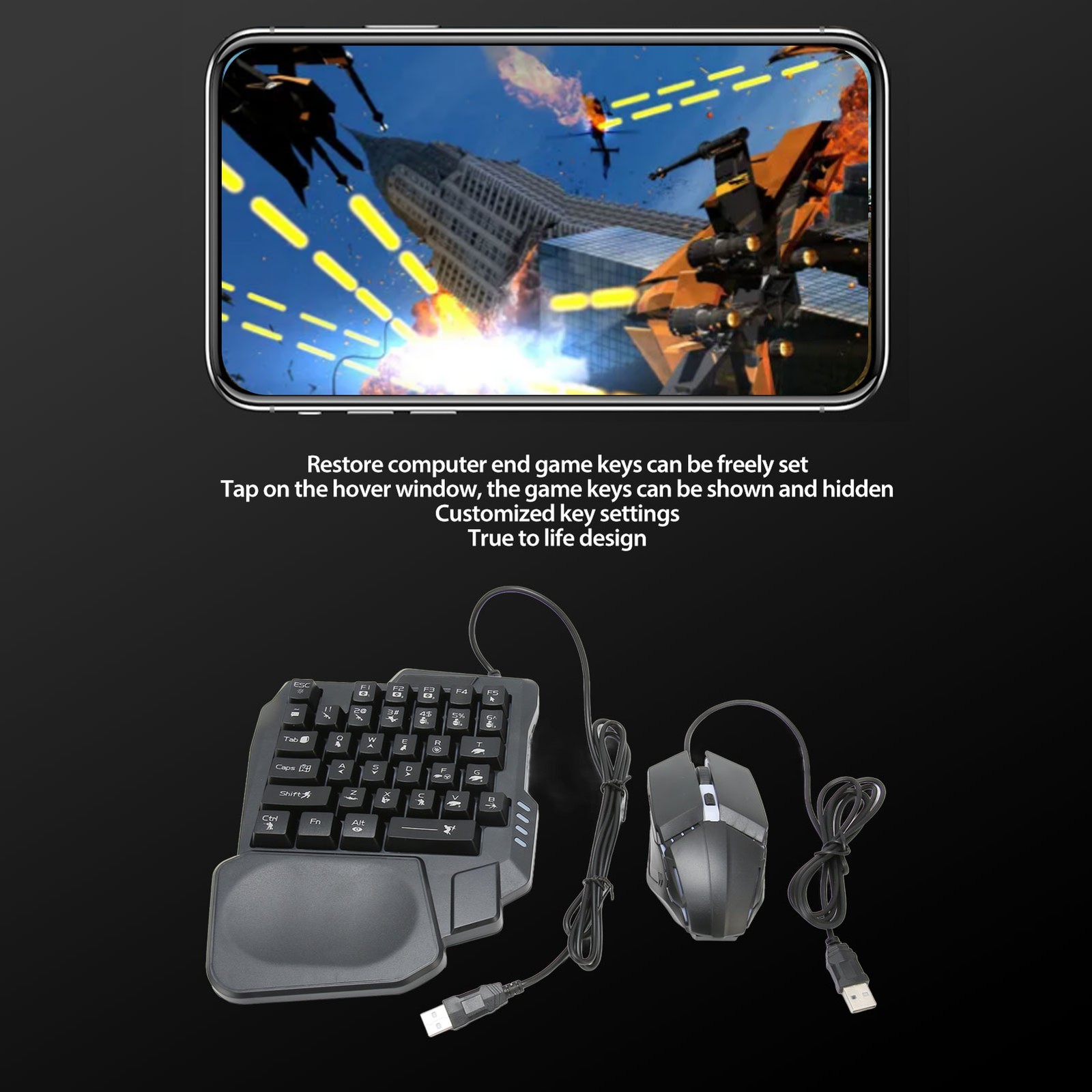 4 In 1 Mobile Game Combo Pack Fast Charging Gaming Keyboard Mouse Combo For Andr