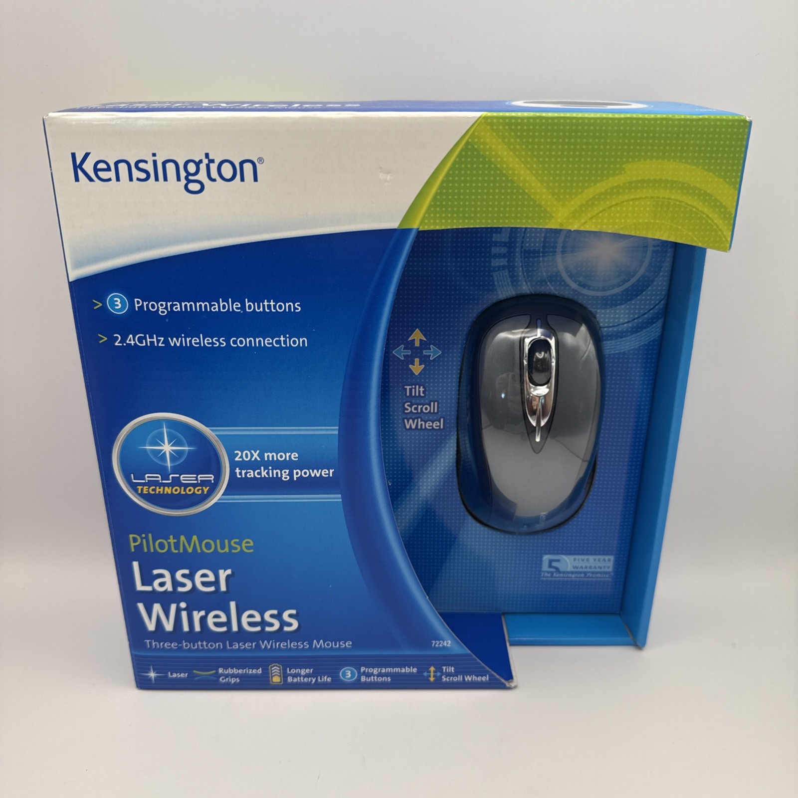 Kensington PilotMouse Laser Wireless Three Button Model # 72242 New - Sealed 
