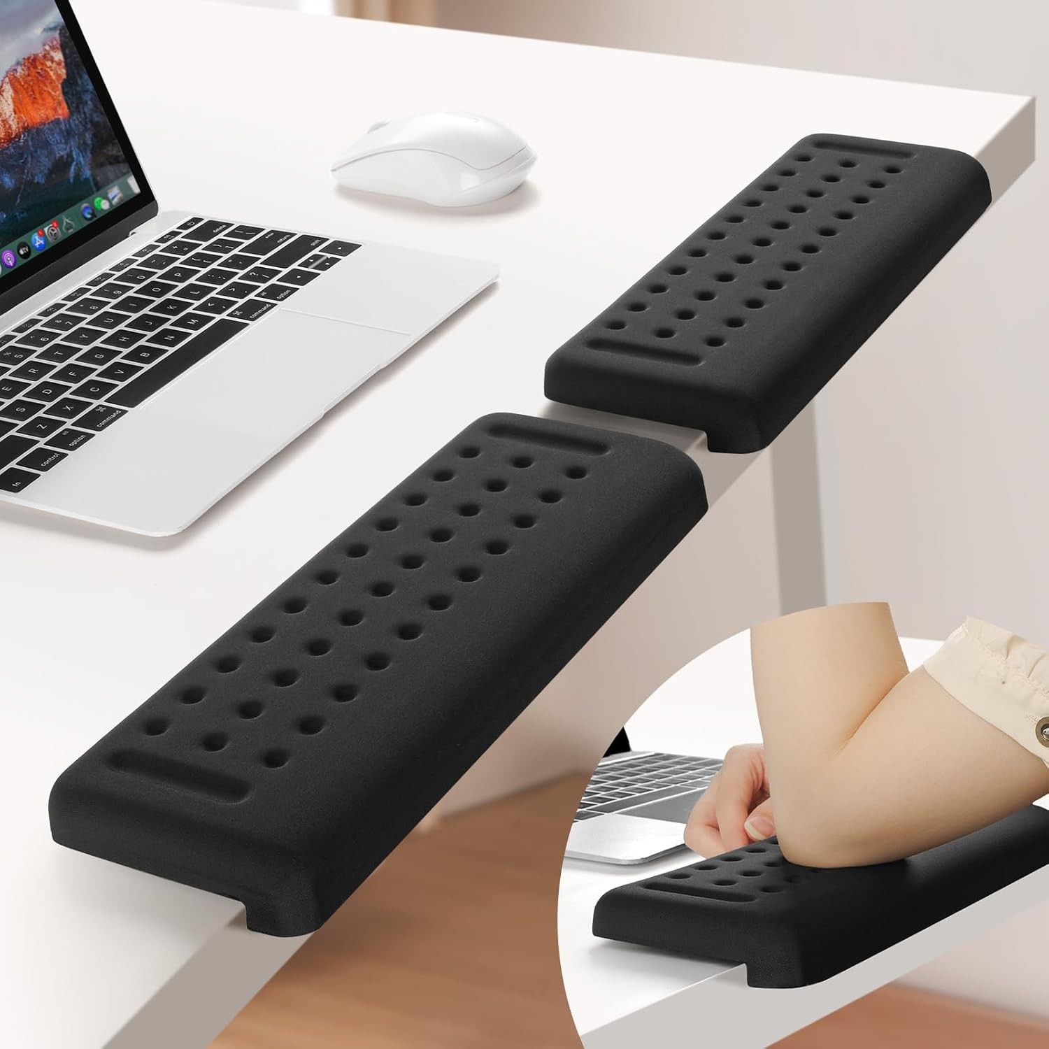 L-Shaped Desk Elbow Pad for Desk, 2-Pack Memory Foam Elbow Rest for Desk Edge...
