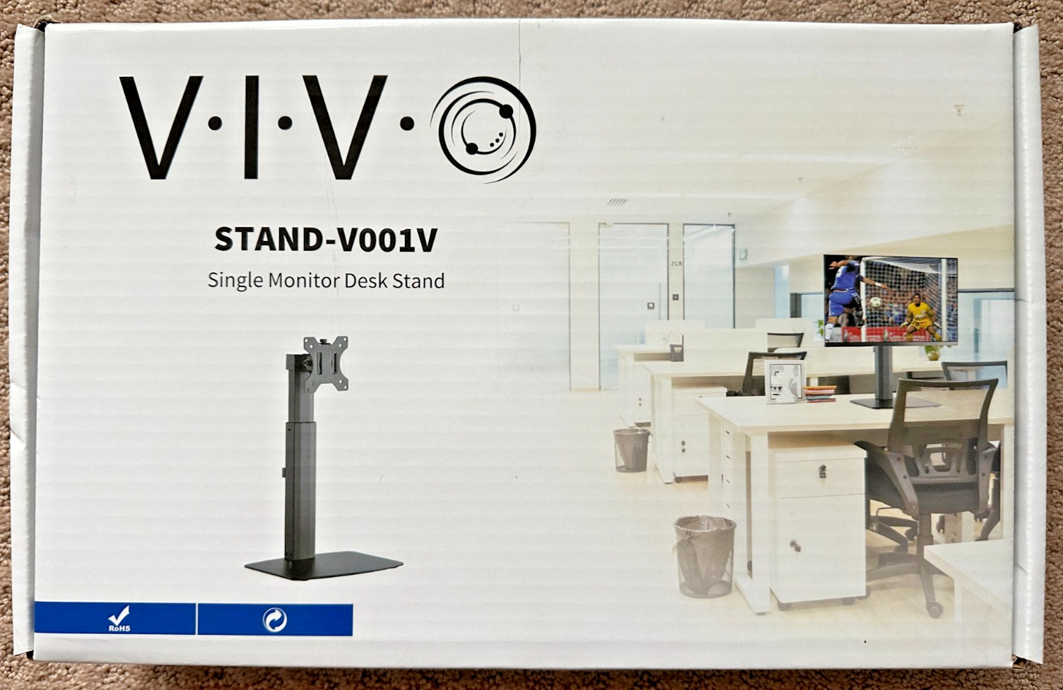 VIVO Tall Single Monitor Mount Height Adjustable Stand | Fits 1 Screen up to 32"