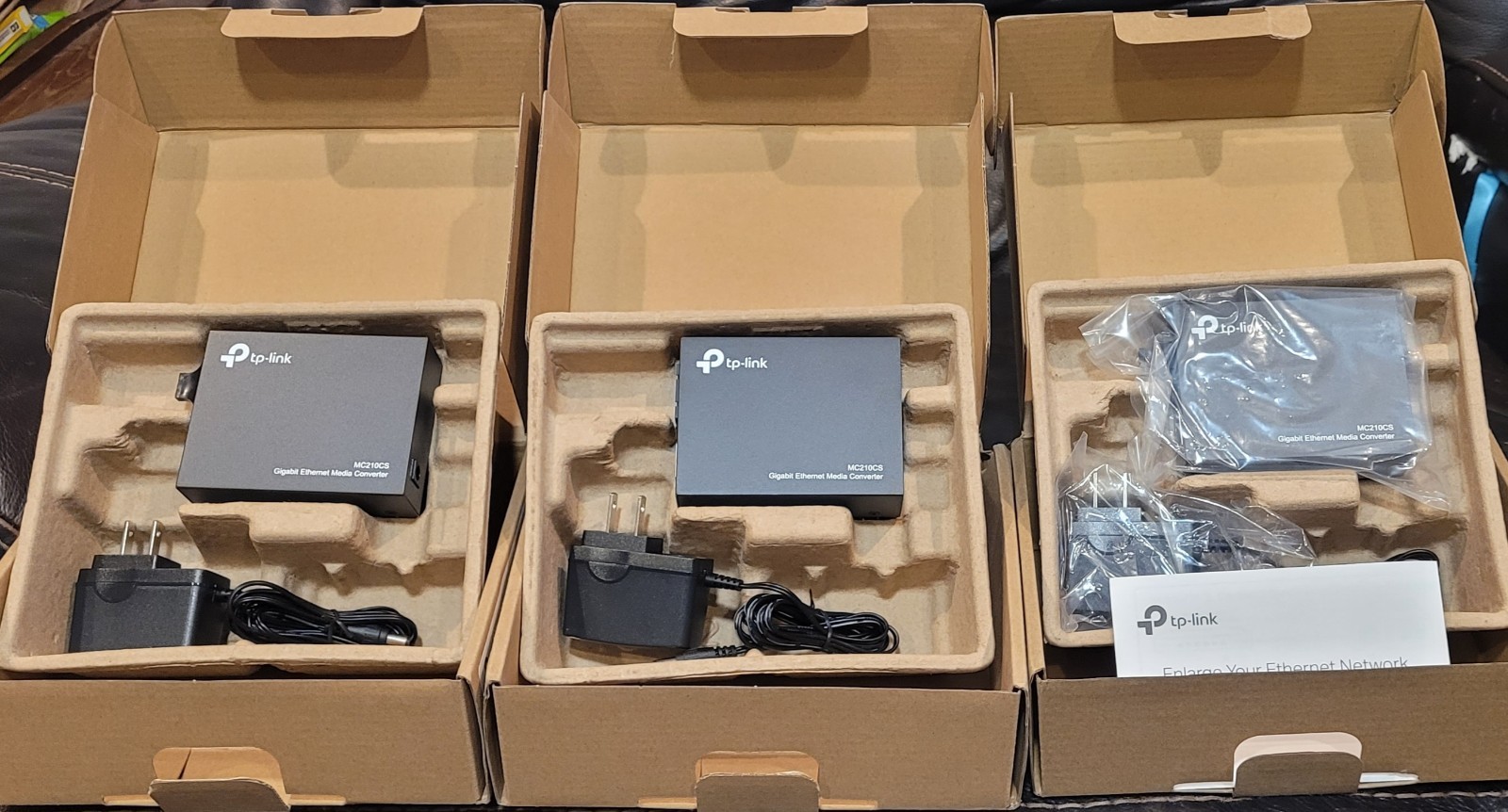 3x TP-Link MC210CS(UN) Gigabit Single-Mode Media Converter Lot of Three Pieces 