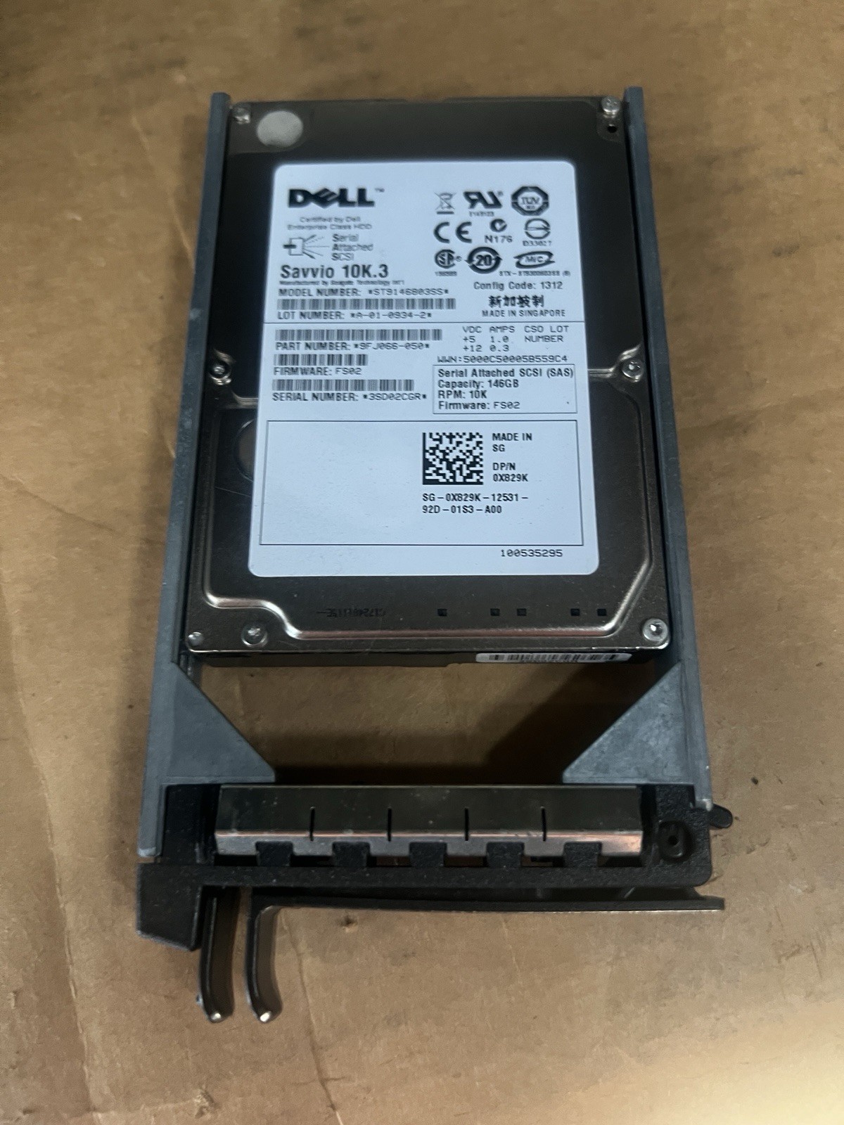 Dell X829K 146GB 10K RPM 6Gbps SAS 2.5" HDD with Tray