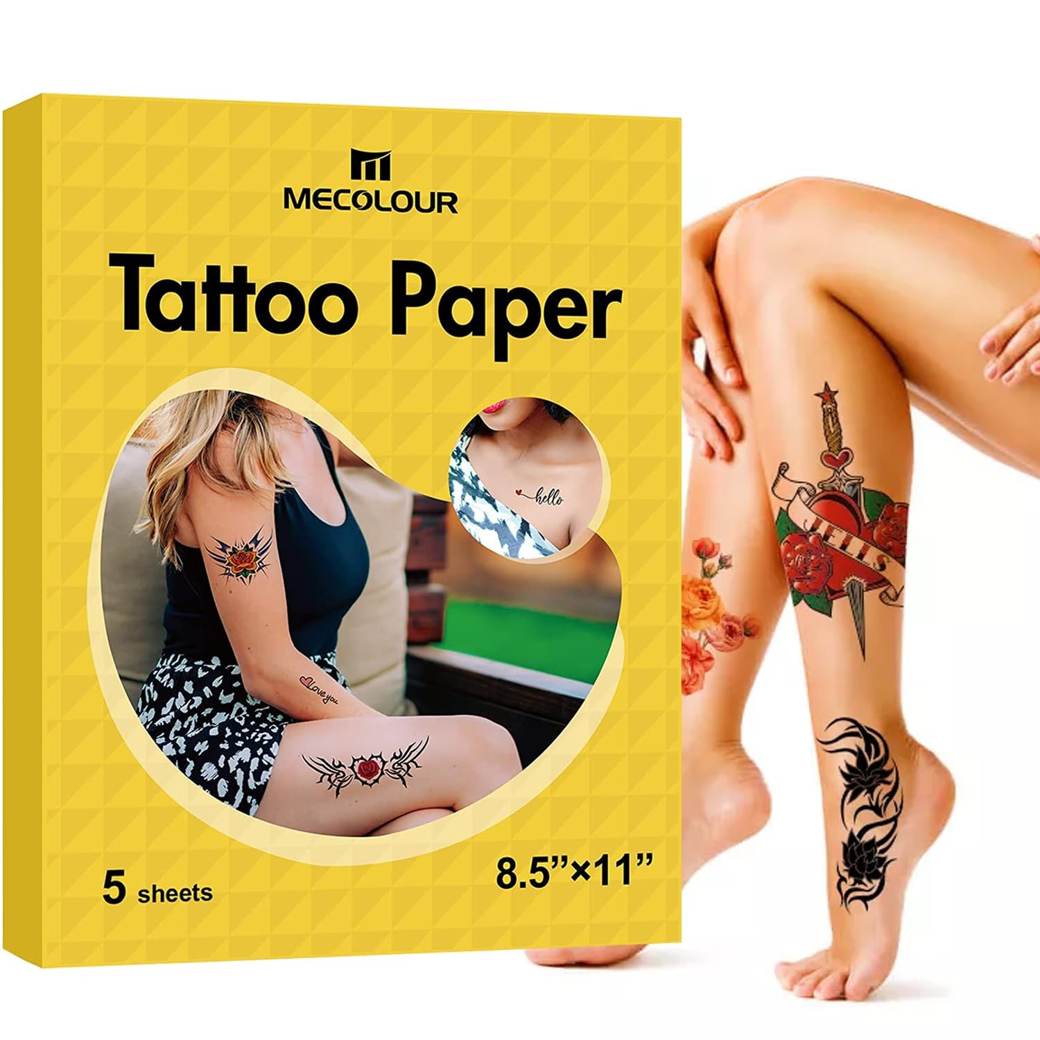 Printable Temporary Tattoo Paper 8.5"X11"-5 Sets for Inkjet printer DIY Image Tr
