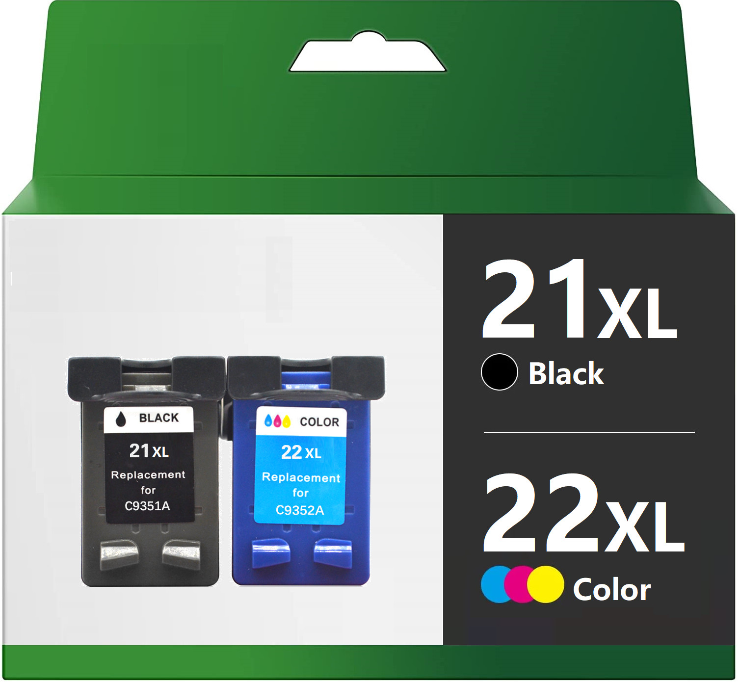 2 PACK for HP 21XL 22 XL Ink Cartridge Combo for Officejet J3650 4315 hp 21 22