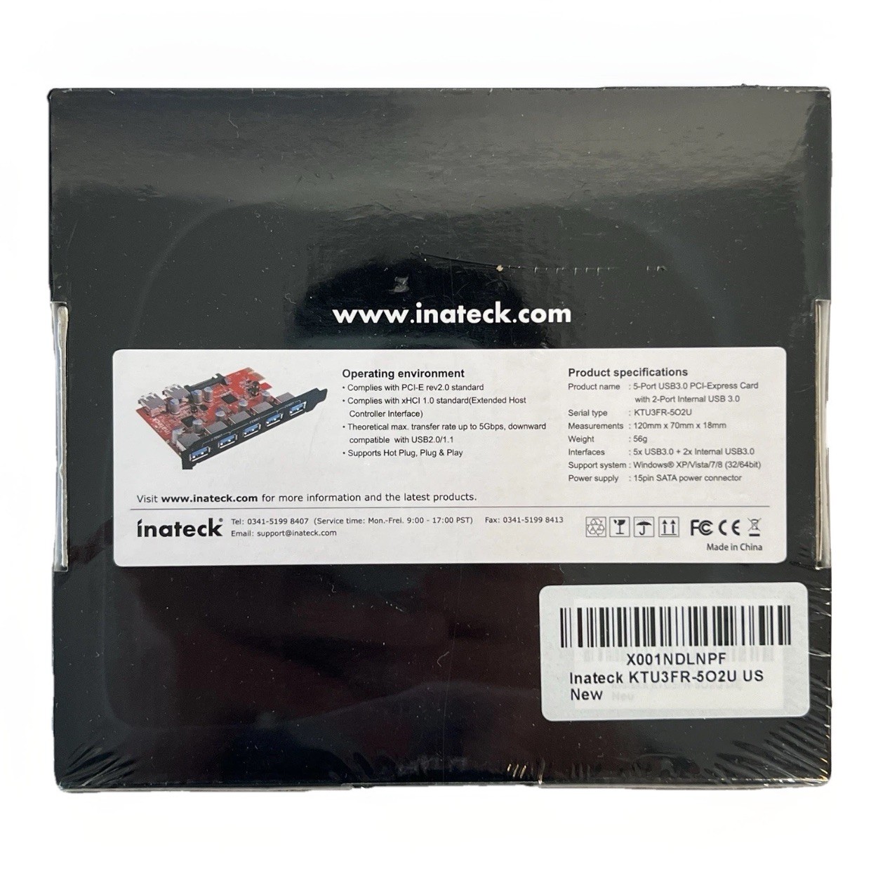 Inateck KTU3FR-5O2U 7-Port USB 3.0 PCIe Expansion Card 5 Rear 2 Internal SEALED