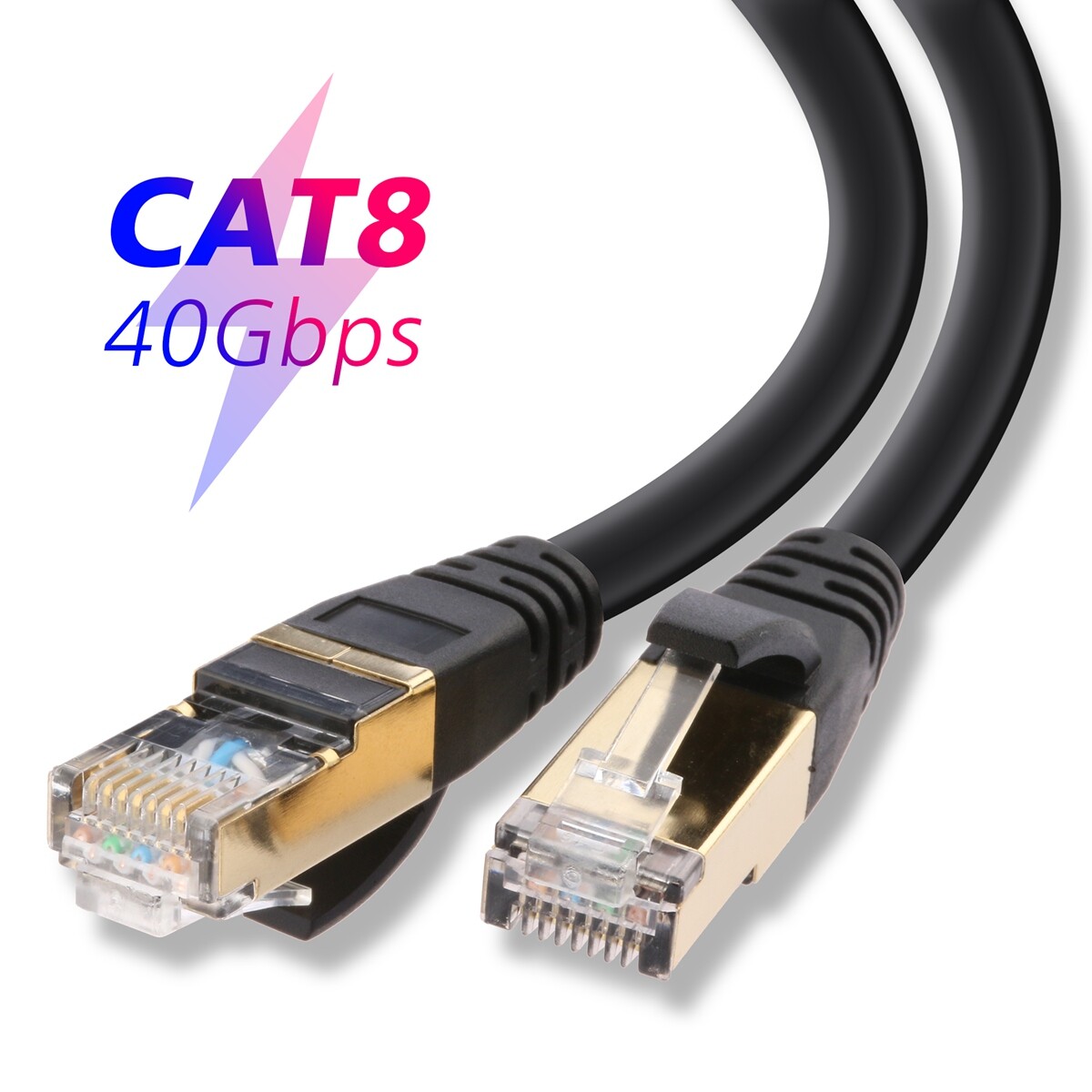 High-Performance CAT8 Ethernet Cable Patch Cord Lot for Router, Modem, Gaming