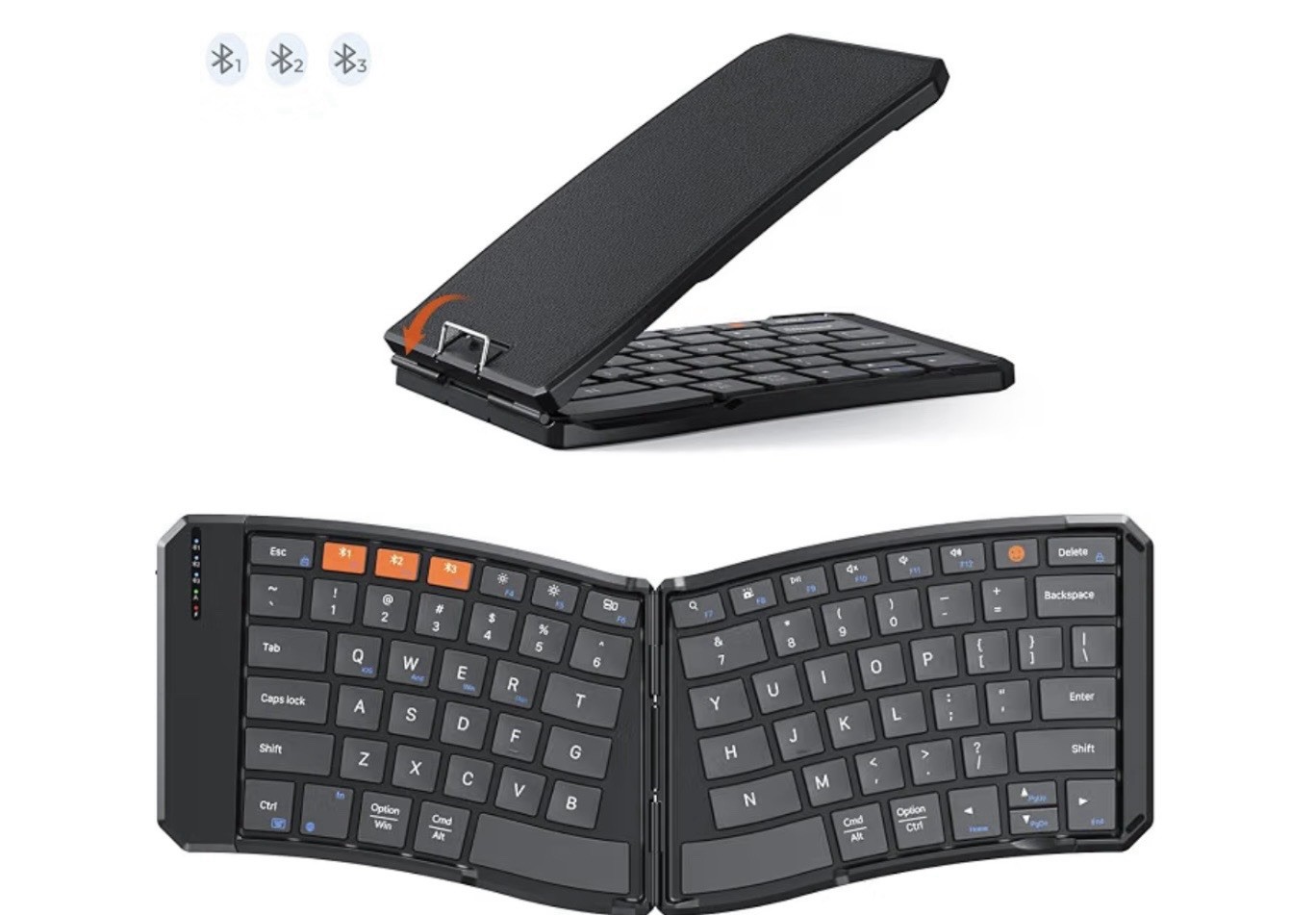MEETION Foldable Ergonomic Split Bluetooth Keyboard Black Open Box