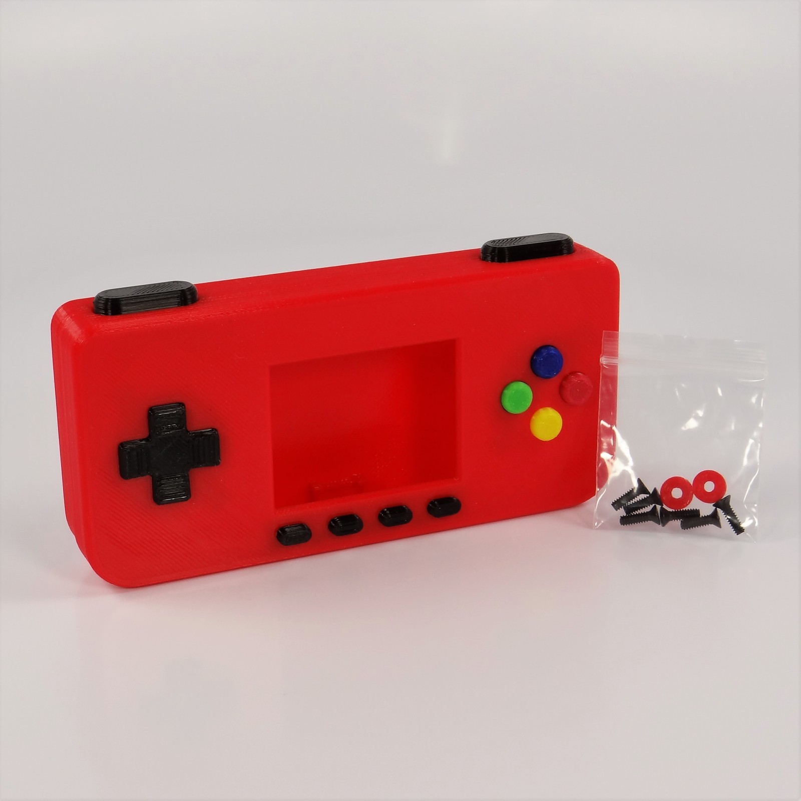 PiGRRL Zero RED Game Boy Case NinjaFlex Buttons Screws Raspberry Pi Zero Gameboy