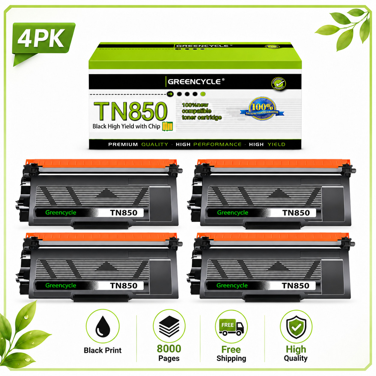 4* Replace For Brother TN850 High Yield Black Toner Cartridge New 