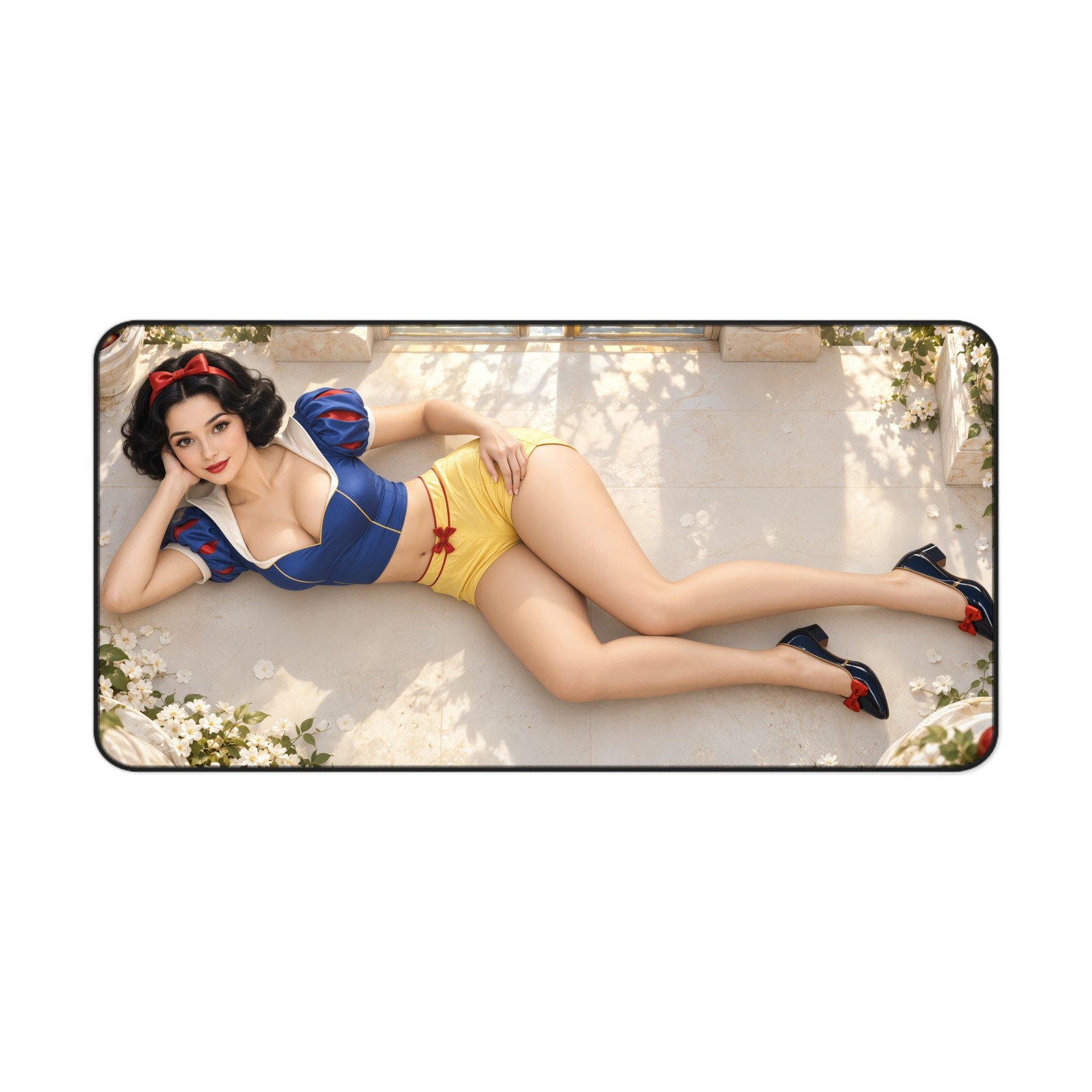 Snow White PC Gaming Desk Mat Large Mouse Pad Hemmed Edge Desk Pad