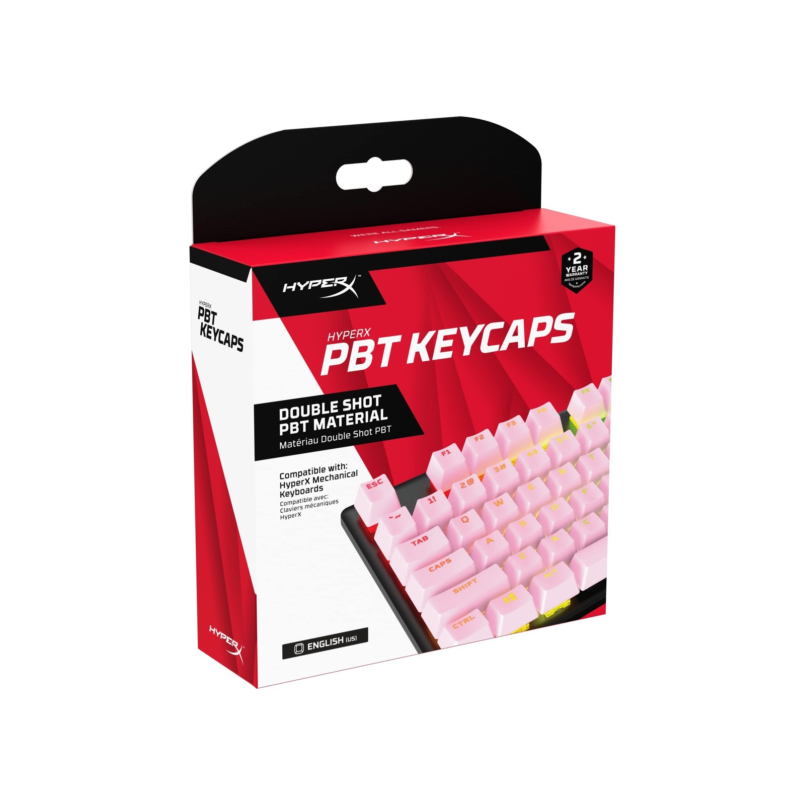 HyperX PBT Keycaps – Full Key Set, Double Shot PBT Material, English (US)