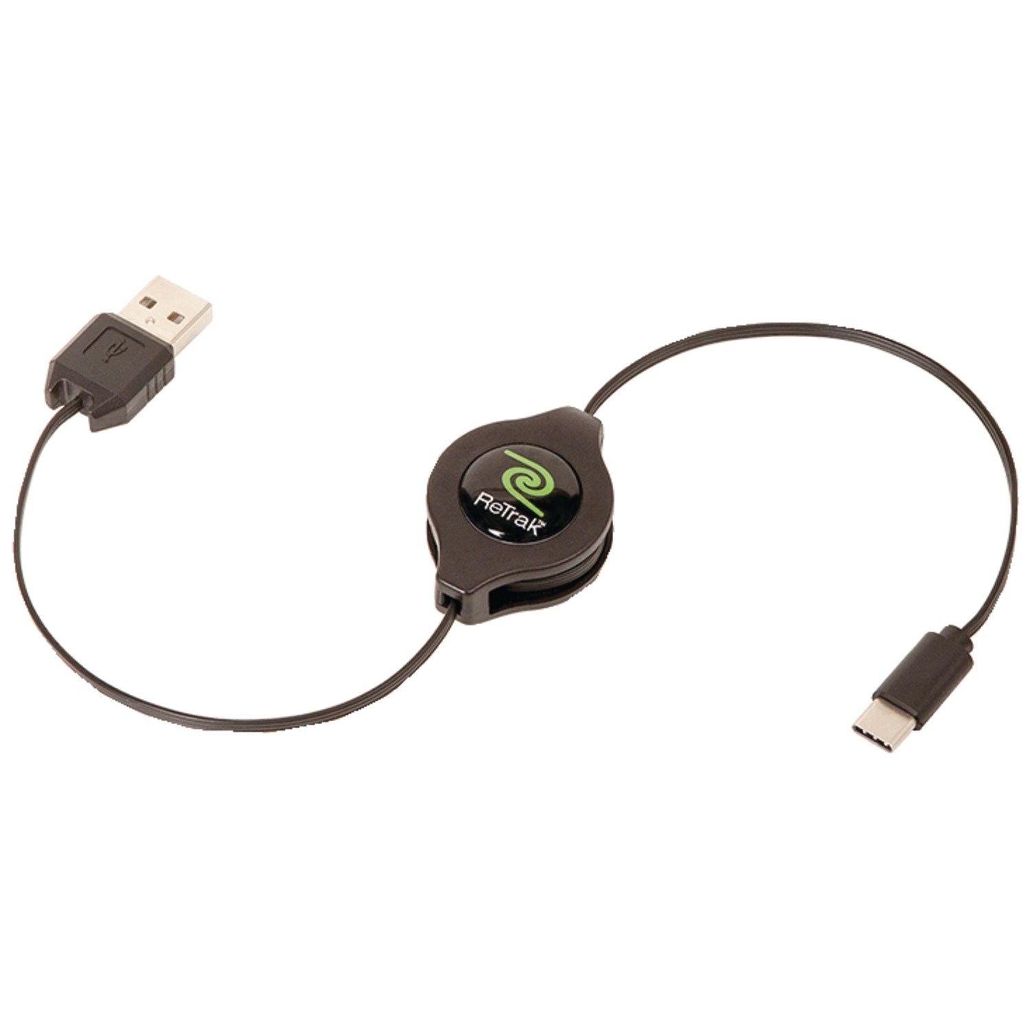 ReTrak Retractable Charge and Sync USB Type-C to 1 Count (Pack of 1), BLACK