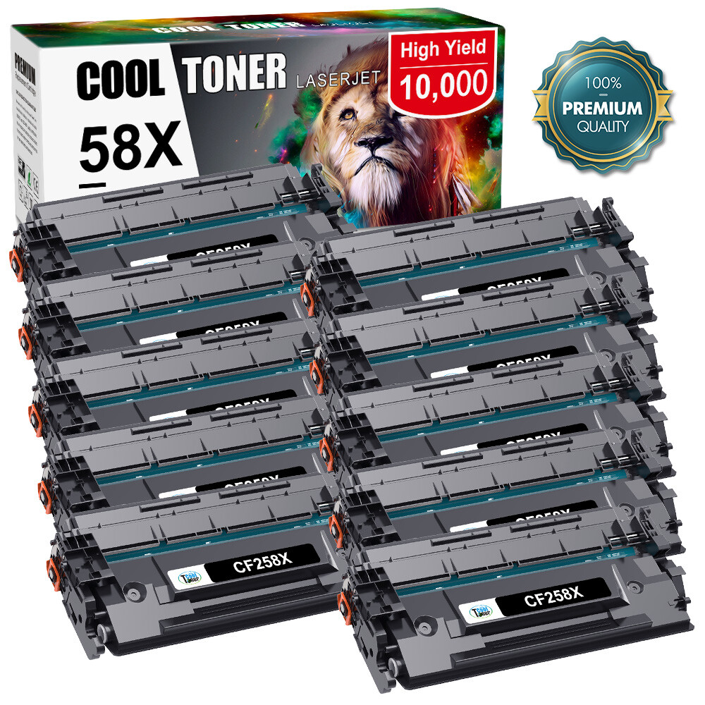 10PK CF258X 58X No Chip Toner Compatible With HP LaserJet Pro M404dn MFP M428fdw