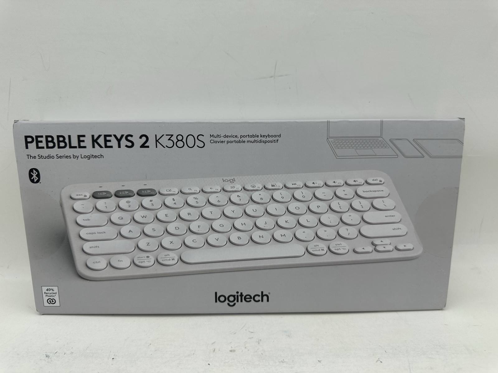 Logitech Pebble Keys 2 K380S Bluetooth Wireless Keyboard Portable Small (White)