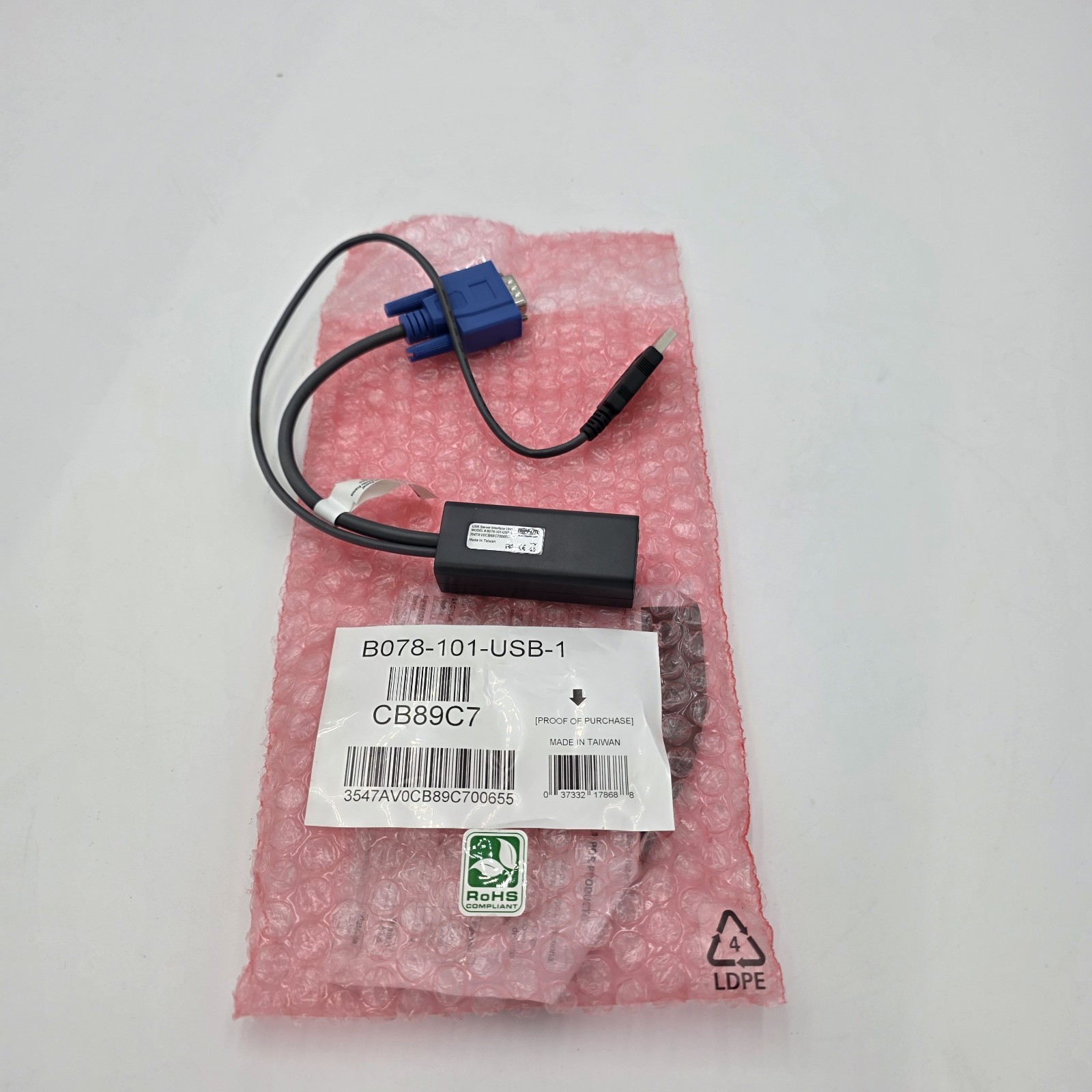 Tripp Lite USB Server Interface Unit  B078-101-USB-1 NetCommander KVM NEW
