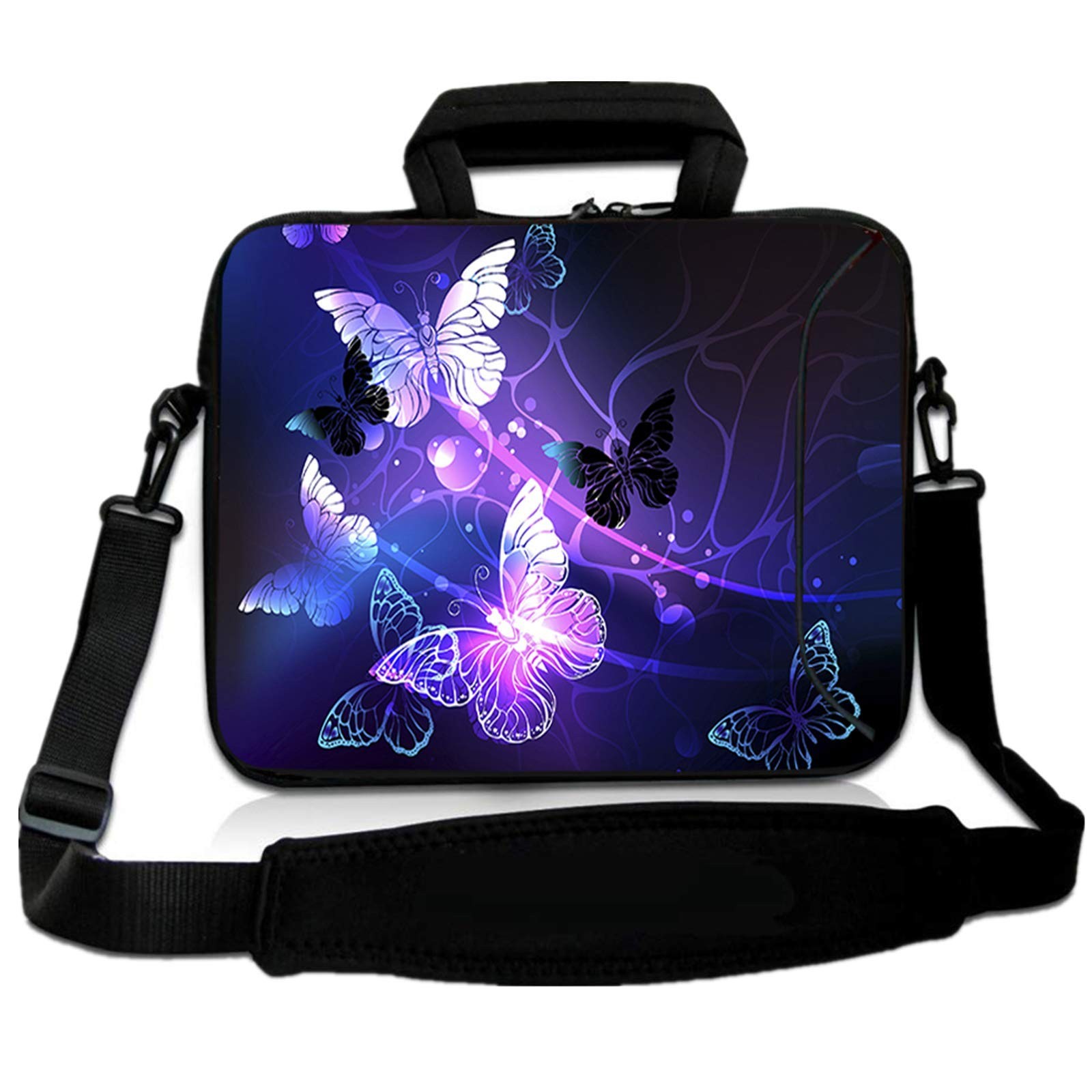 1415.6 Inch Butterfly Neoprene Laptop Shoulder Bag Carry Case Handle Pocket