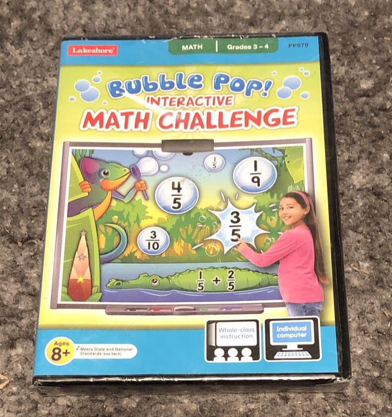 Lakeshore Learning Bubble Pop Interactive Math Challenge CD 8+ Grades 3-4 *NEW*