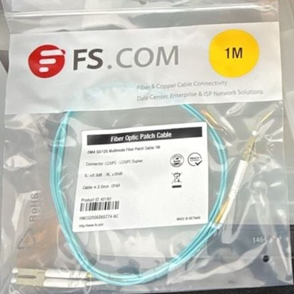 FS.COM 1M OM4 50/125 Multimode Fiber Optic Patch Cable, LC/UPC-LC/UPC Duplex