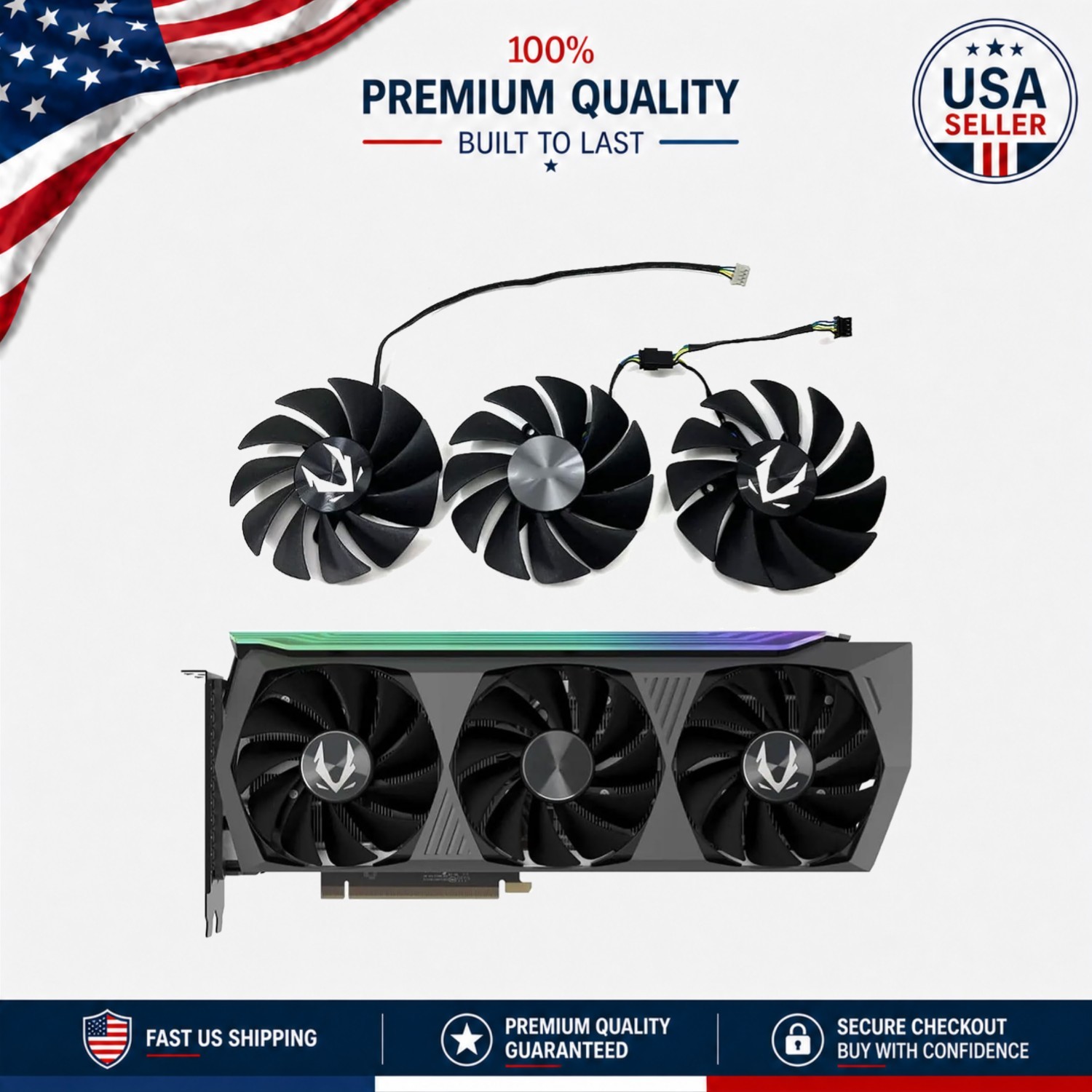 High-Speed 2800 RPM GPU Cooling Fan for ZOTAC RTX 30 Series - Low Noise
