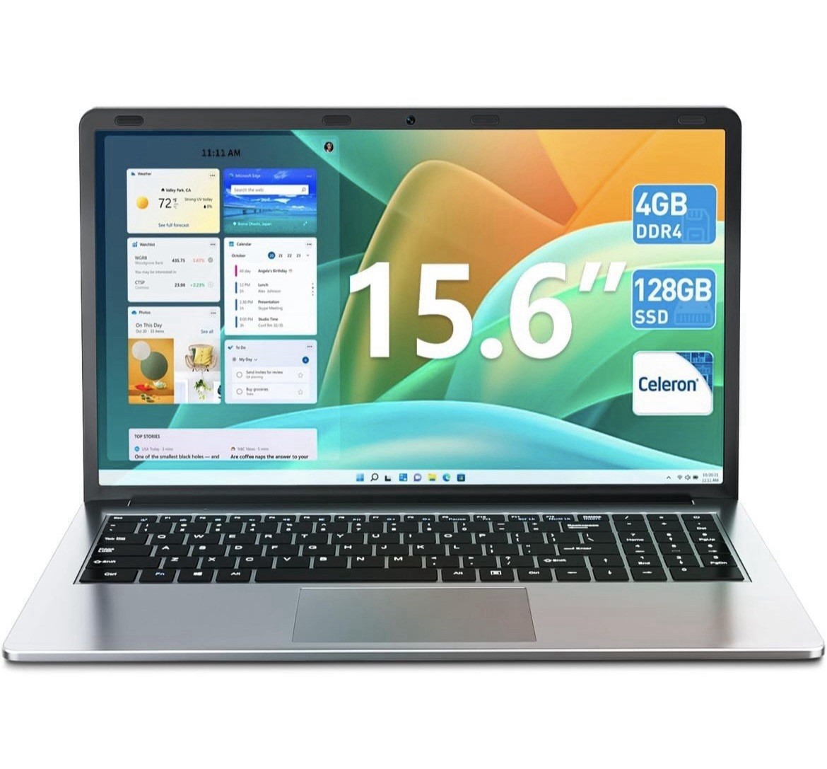15.6 Inch Laptops, 4GB RAM, 128GB SSD Laptop Computer, Celeron N4000 Processor