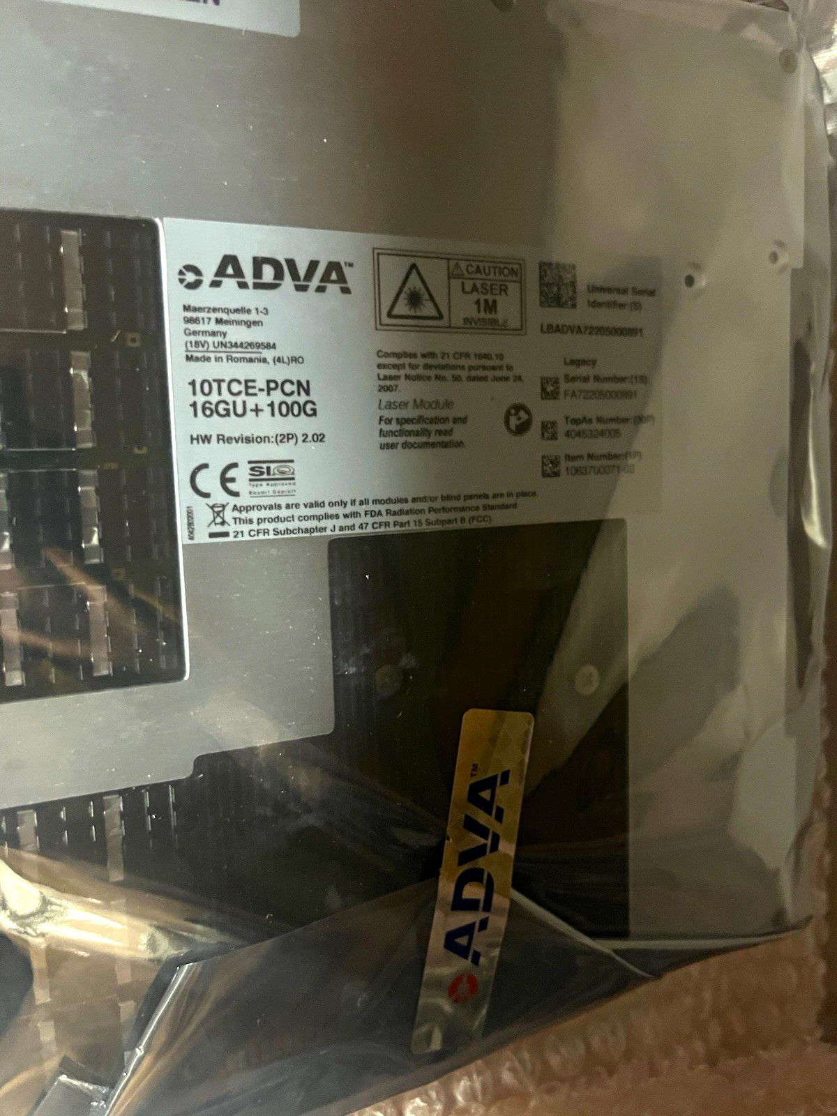 ADVA Optical Networking 10TCE-PCN Module Card 16GU+100G, MPN 10TCE-PCN