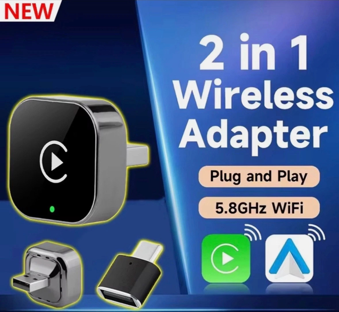 USB Auto Wireless CarPlay Adapter For iPhone Apple Wireless Dongle Plug ＆ Play