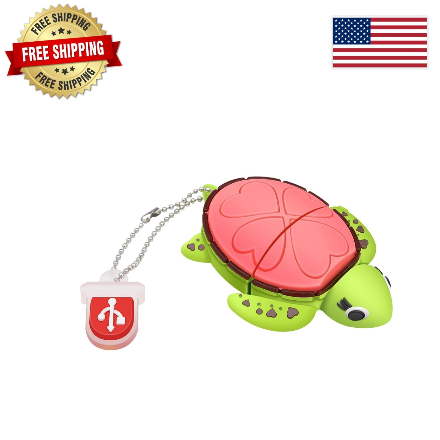32GB Pink Sea Turtle USB Flash Drive - Cute, Shockproof, and Dustproof Design
