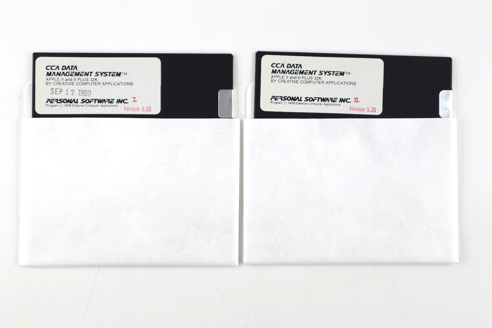 CCA Data Management System Personal Software Apple II+,IIe,IIc,IIgs 1980 Disks