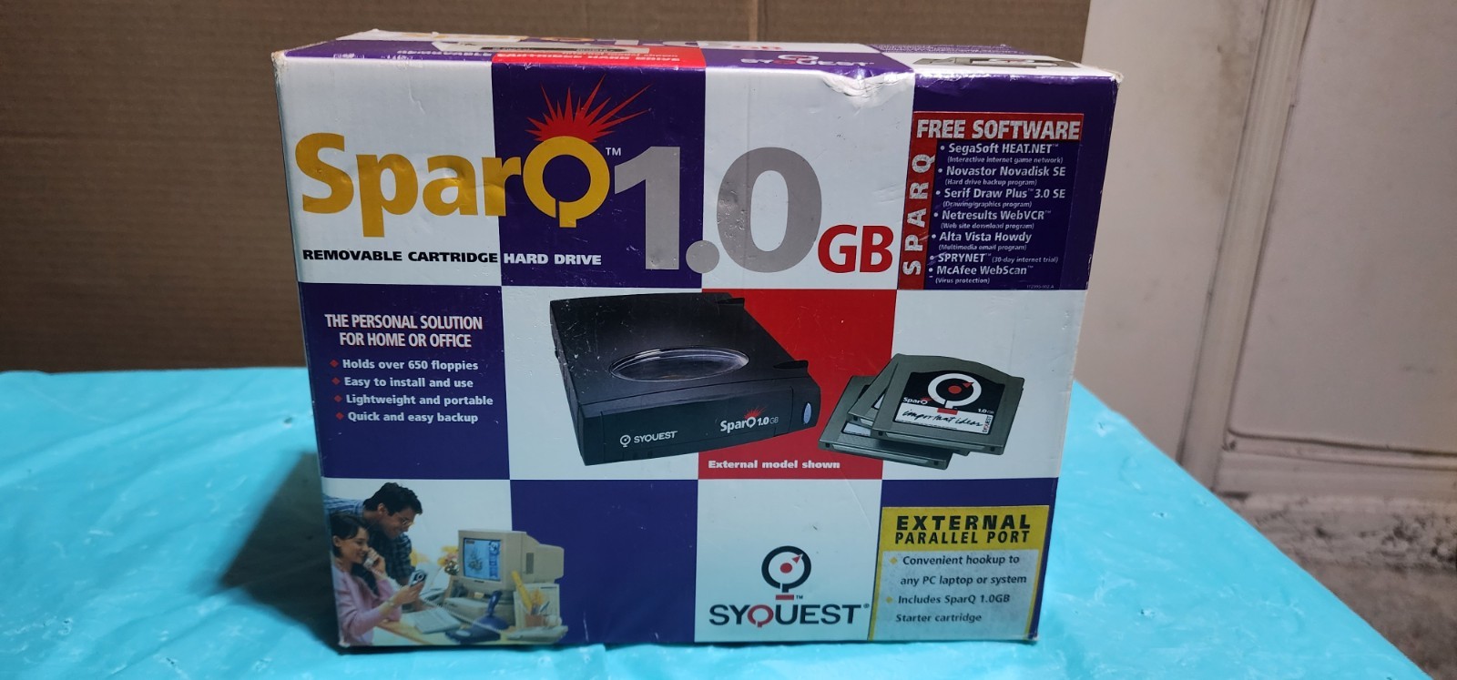 SYQUEST SparQ 1.0 GB Model SPARQ1PE External Drive Parallel CUSTOM Bundle