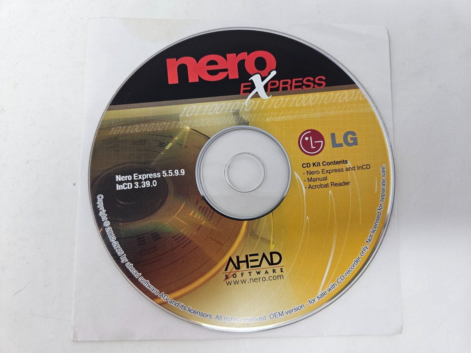 Nero Express 5.5.9.9 InCD 3.39.0 PC CD‑ROM 2005 Ahead Software Burning Utility