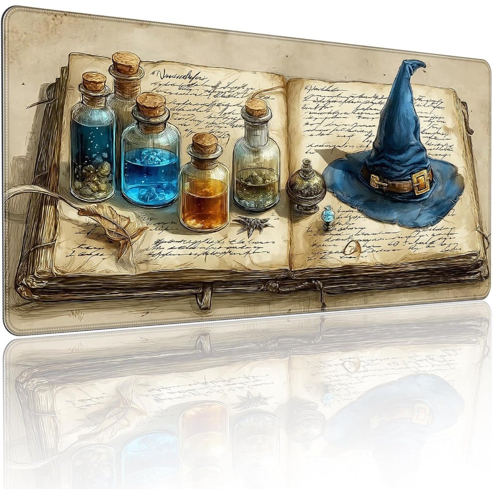 1pc Suture Edge Mystic Wizard Spellbook Design Gaming Mouse Pad, Perfect for G