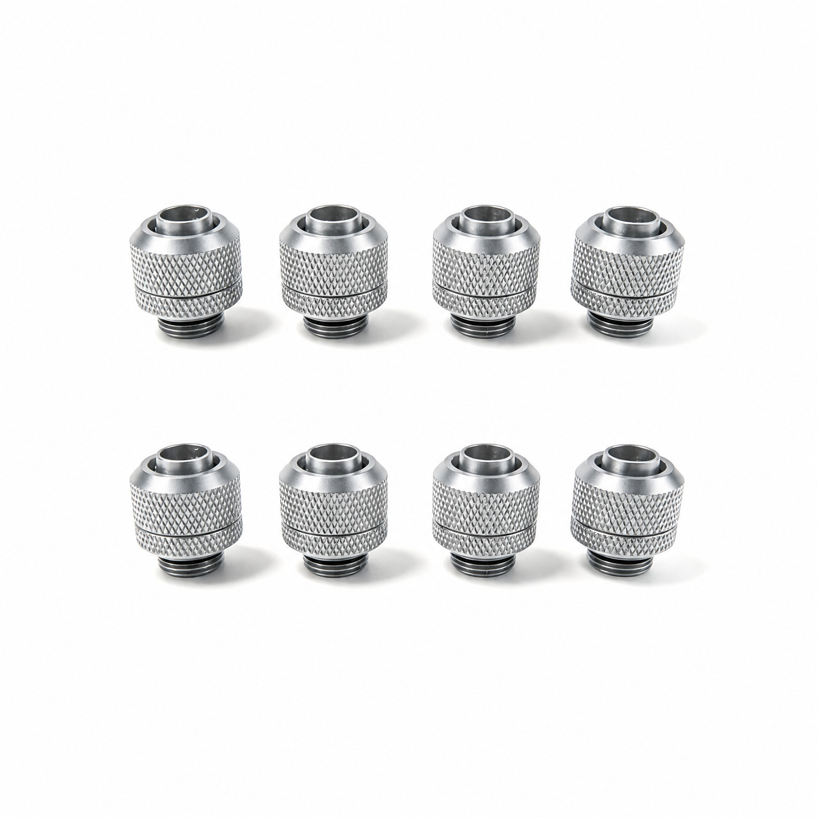 8-Pack G1/4 Compression Fitting Silver 3/8" ID Soft Tube PC Water Cooling