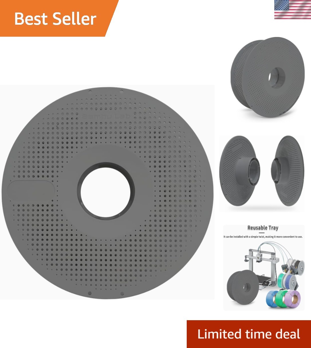 Bambu Lab AMS Filament Tray Detachable Filament Spool Holder Reusable Fit for...